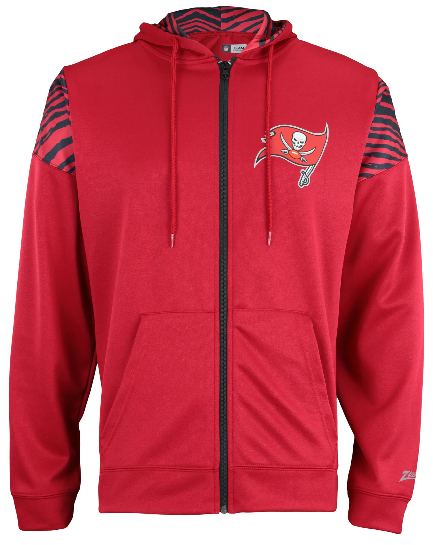 Zubaz NFL Men's Logo 2 Color Zebra Bands and Hood Liner Full Zip Hoodie, TAMPA BAY BUCCANEERS - Image 7