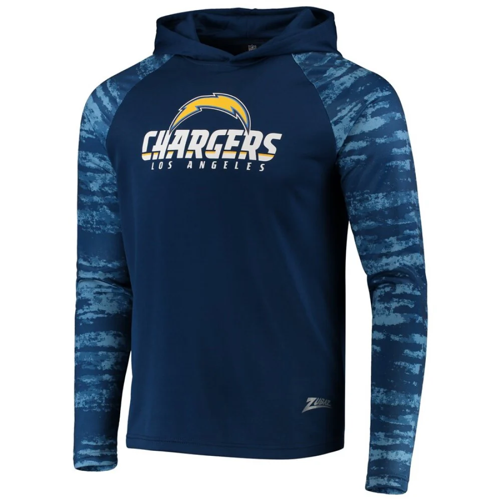 Zubaz NFL Men's Los Angeles Chargers Oxide Raglan French Terry Pullover Hoodie - Image 2