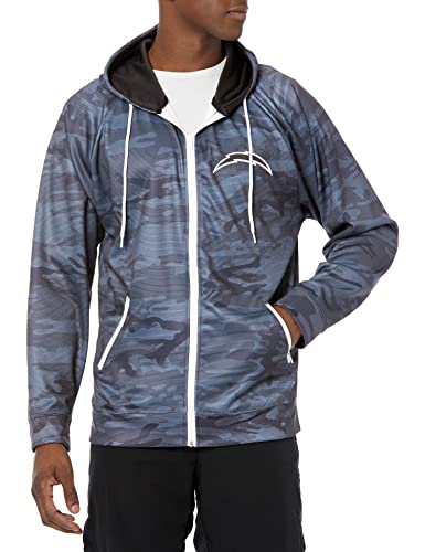 Zubaz NFL Men's Los Angeles Chargers Tonal Black Camo Full Zip Hoodie - Image 5
