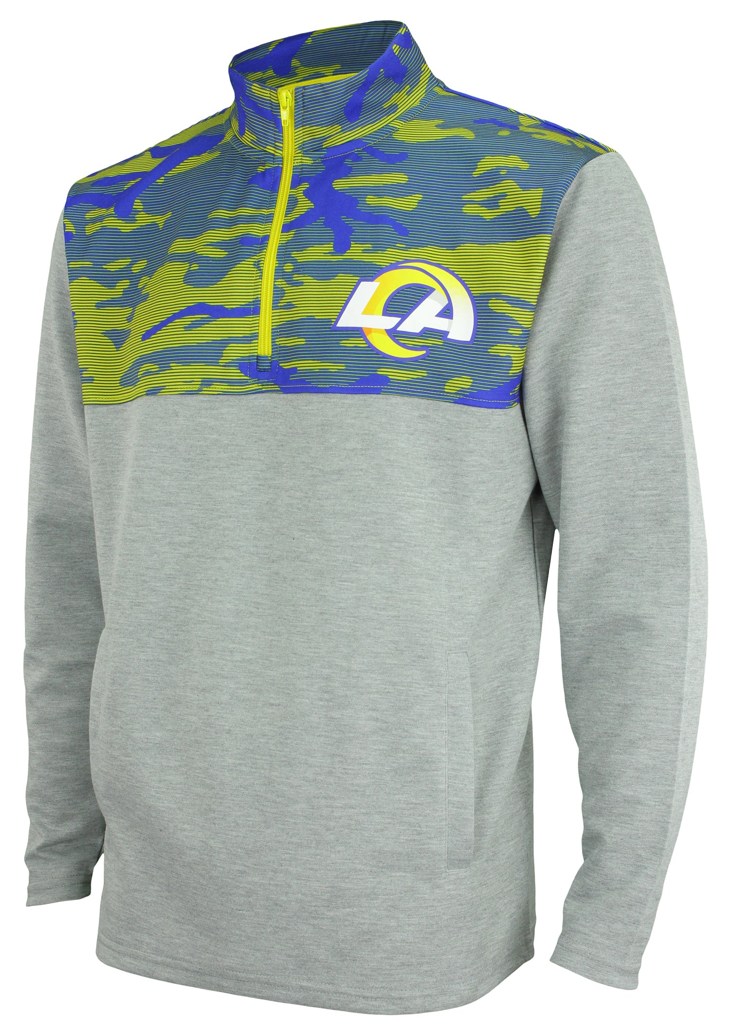 Zubaz NFL Men's Los Angeles Rams 1/4 Zip Fleece Pullover With Camo Lines - Image 5