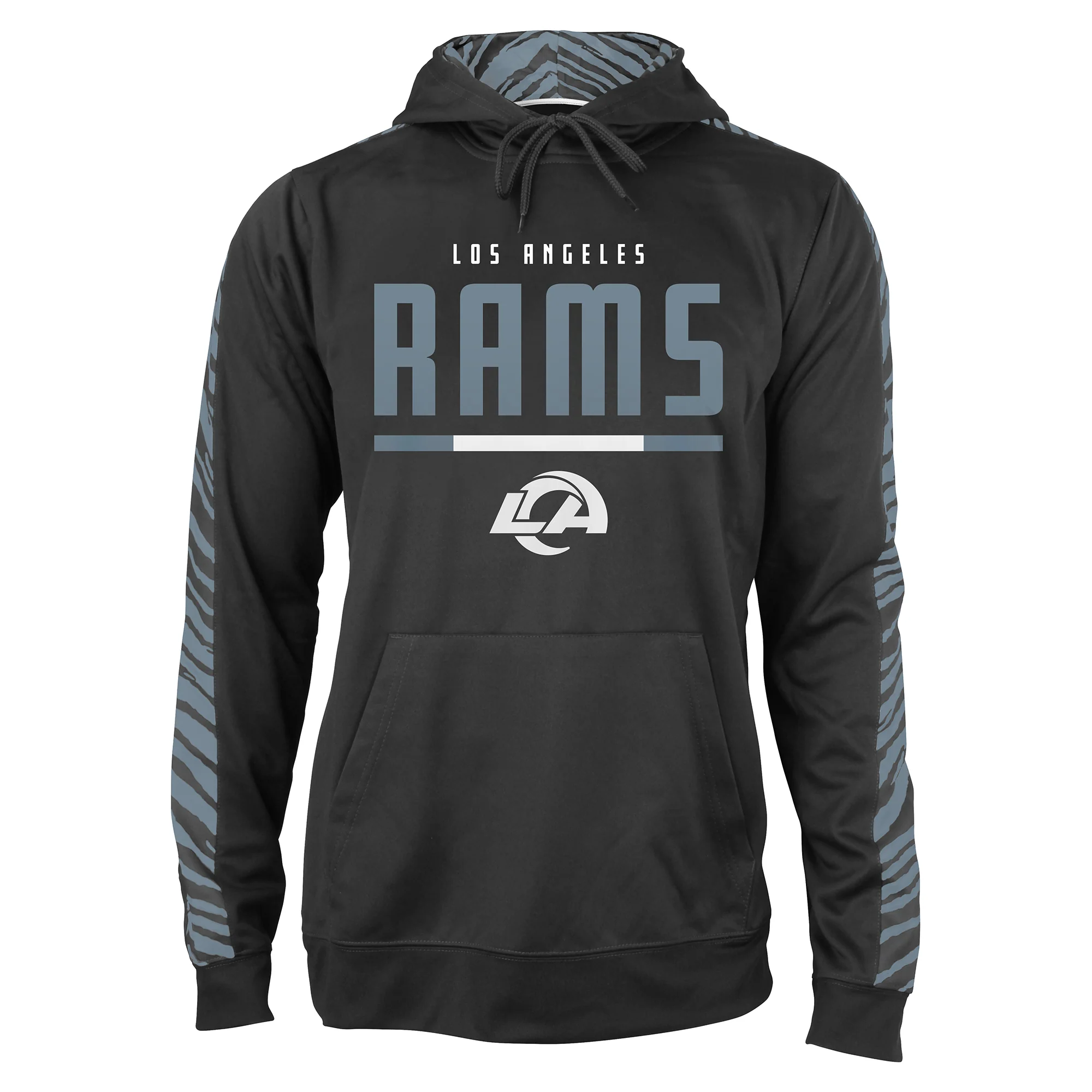 Zubaz NFL Men's Los Angeles Rams Hoodie w/ Oxide Zebra Sleeves - Image 2