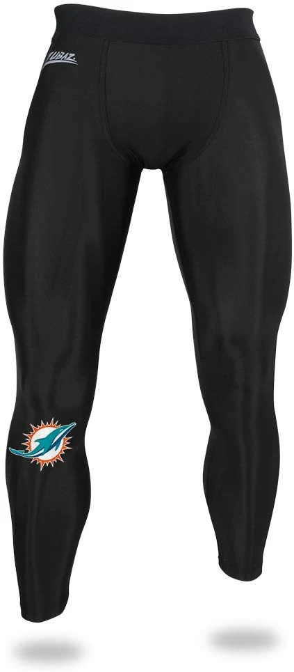 Zubaz NFL Men's Miami Dolphins Active Performance Compression Black Leggings - Image 4