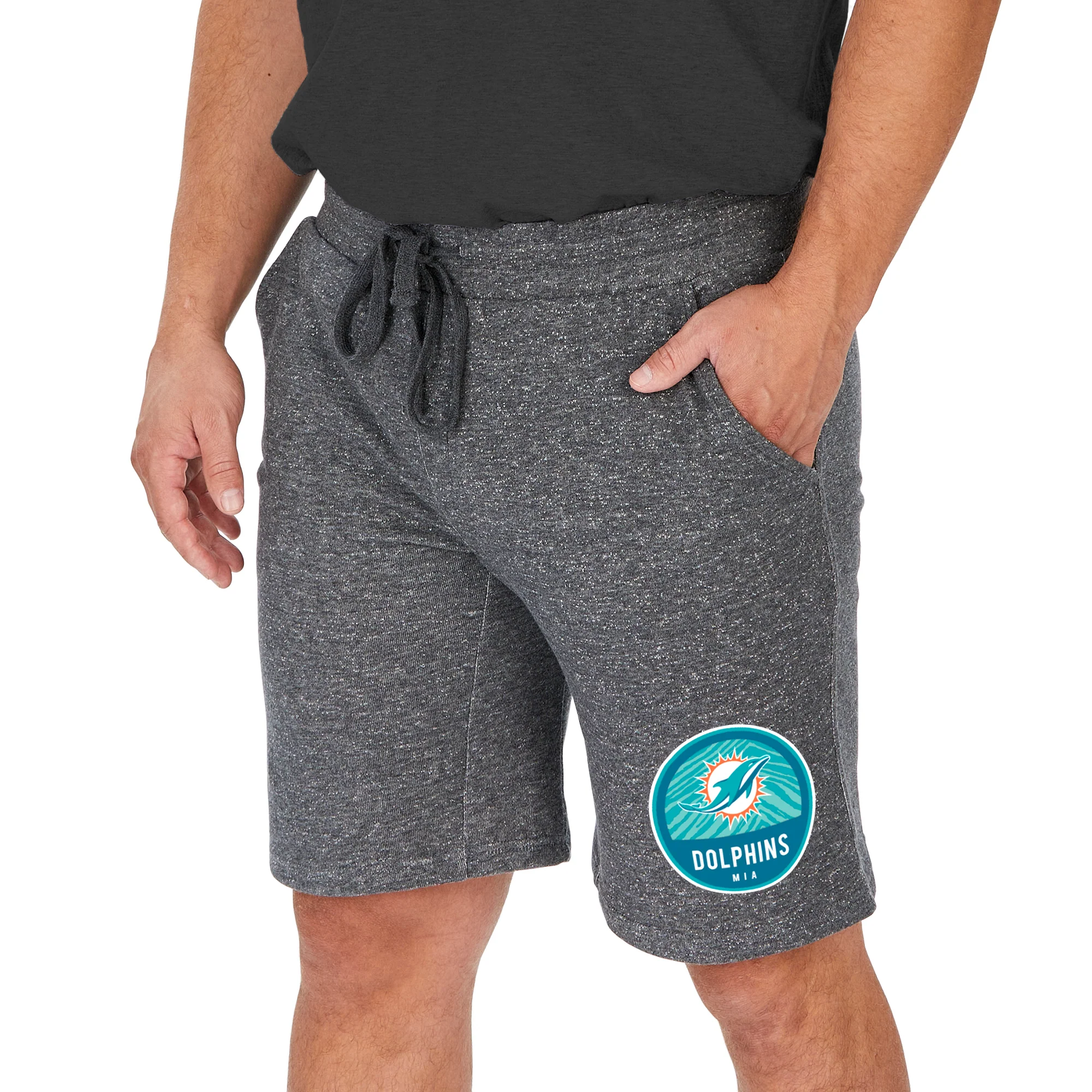 Zubaz NFL Men's Miami Dolphins Sweat Short With Draw String, Gray - Image 3