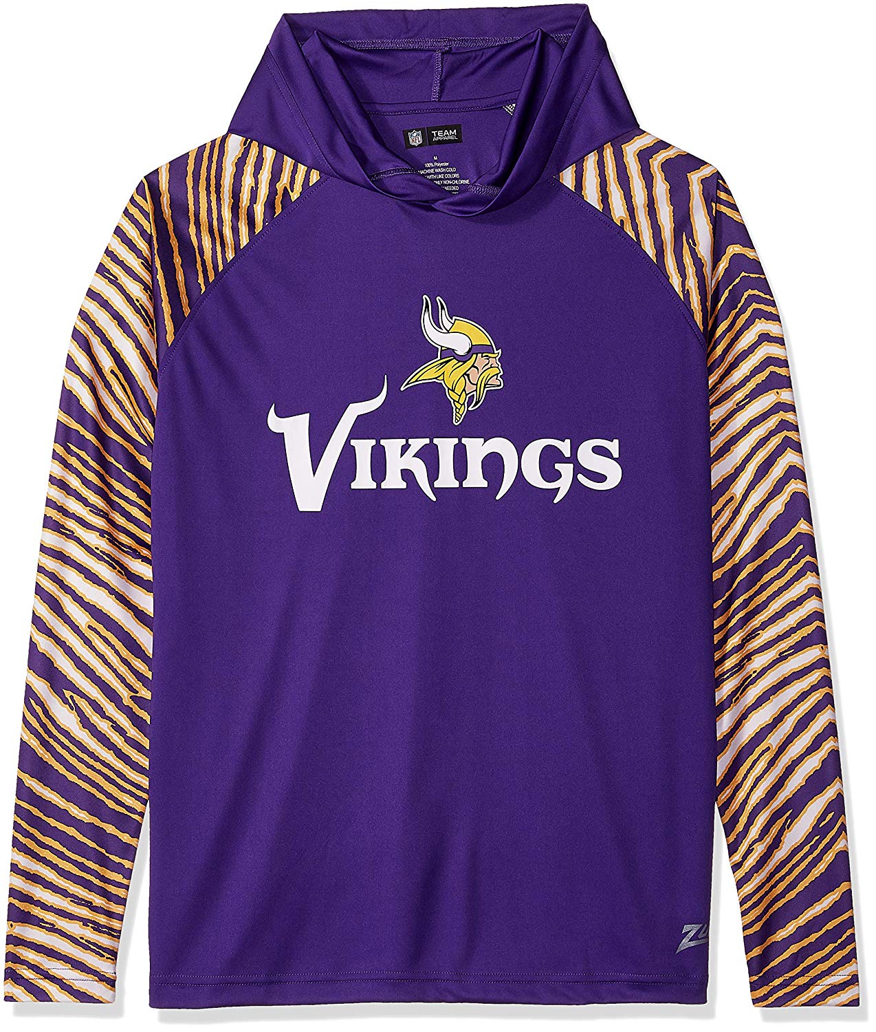 Zubaz NFL Men's Minnesota Vikings Light Weight Zebra Hoodie - Image 5