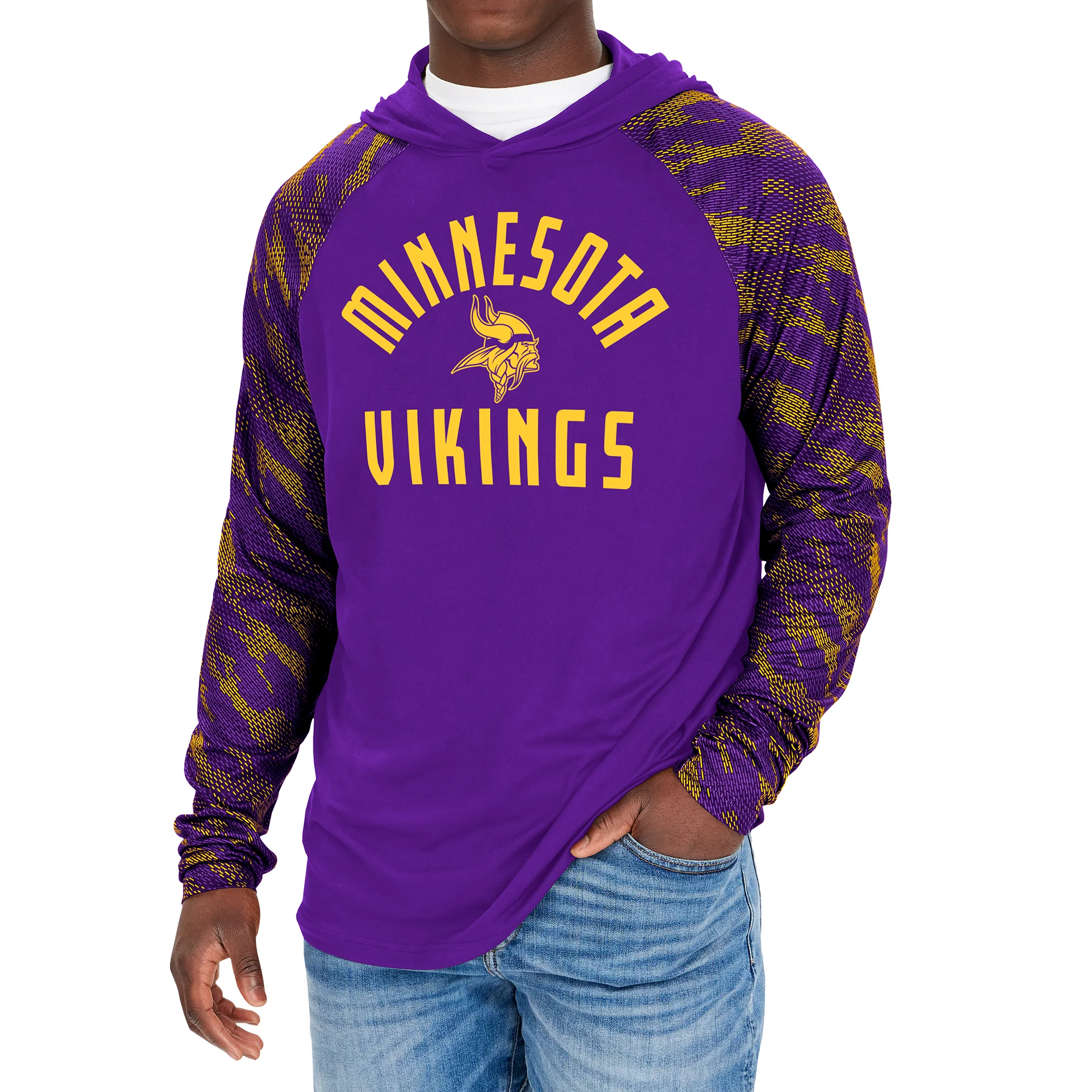 Zubaz NFL Men's Minnesota Vikings Viper Print Pullover Hooded Sweatshirt - Image 4