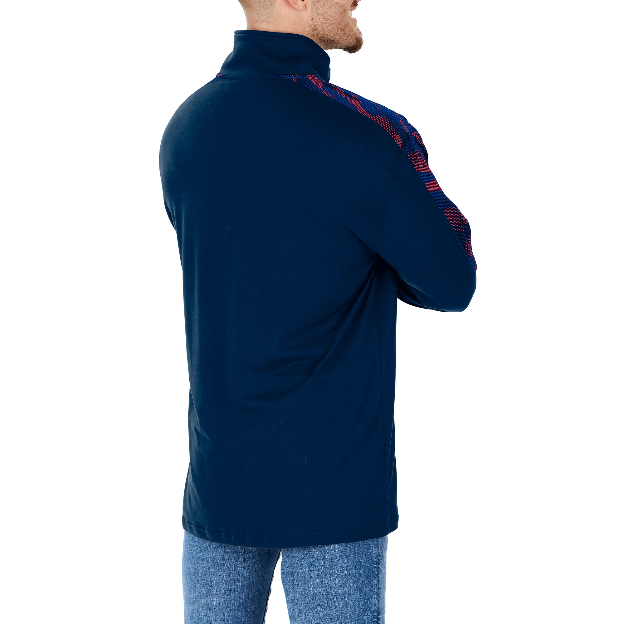 Zubaz NFL Men's New England Patriots Elevated 1/4 Zip Pullover W/ Viper Accent - Image 2