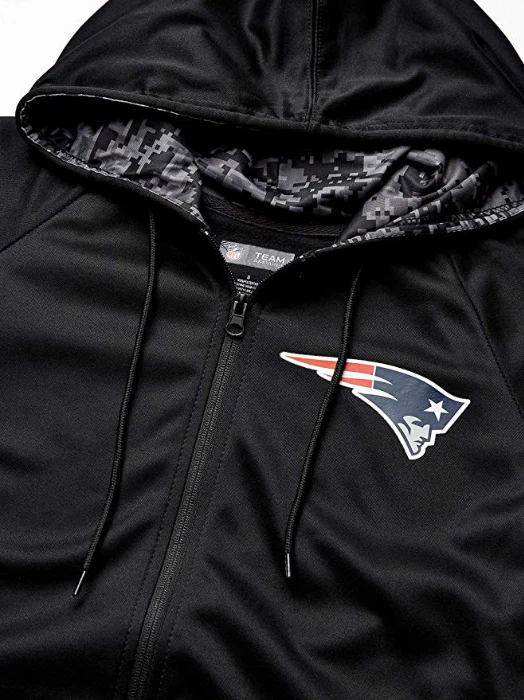 Zubaz NFL Men's New England Patriots Full Zip Digital Camo Hood Hoodie, Black - Image 2