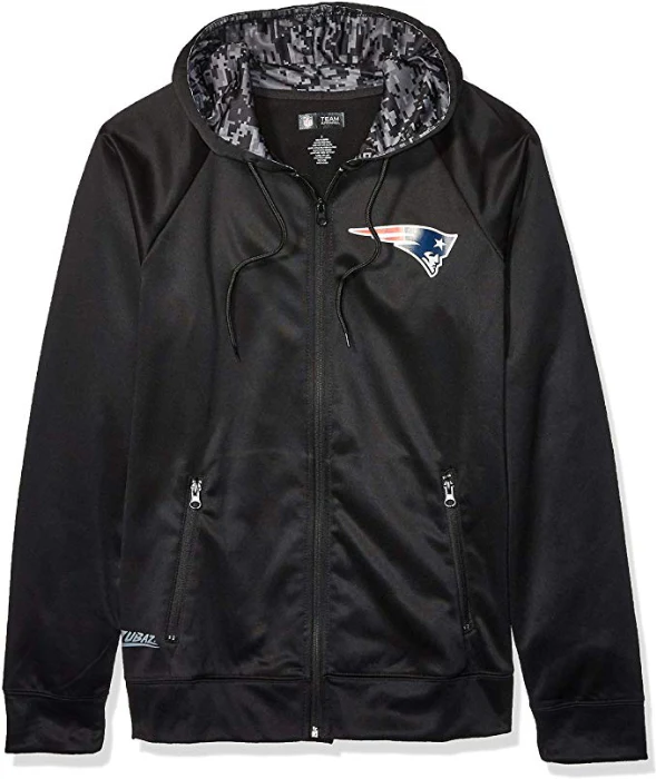 Zubaz NFL Men's New England Patriots Full Zip Digital Camo Hood Hoodie, Black - Image 4