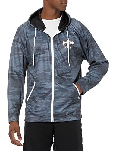 Zubaz NFL Men's New Orleans Saints Tonal Black Camo Full Zip Hoodie - Image 6