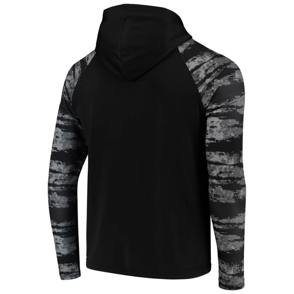 Zubaz NFL Men's Oakland Raiders Oxide Raglan French Terry Pullover Hoodie - Image 3