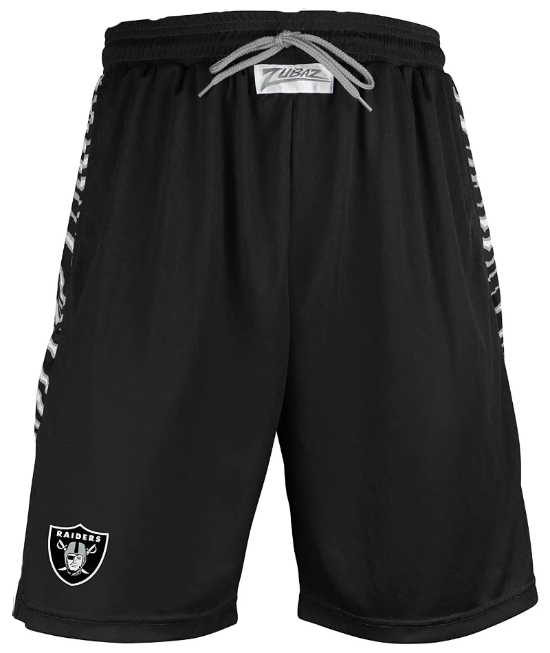 Zubaz NFL Men's Oakland Raiders Team Logo Active Zebra Shorts - Image 5