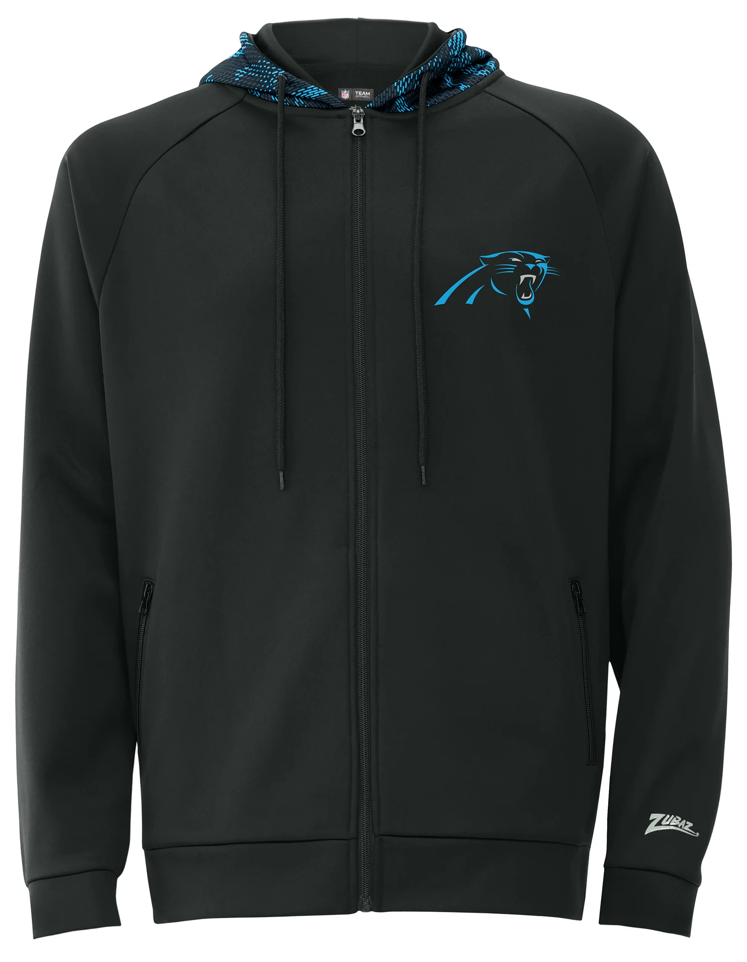 Zubaz NFL Men's Raglan Viper Hood Liner Full Zip Hoodie, CAROLINA PANTHERS - Image 19