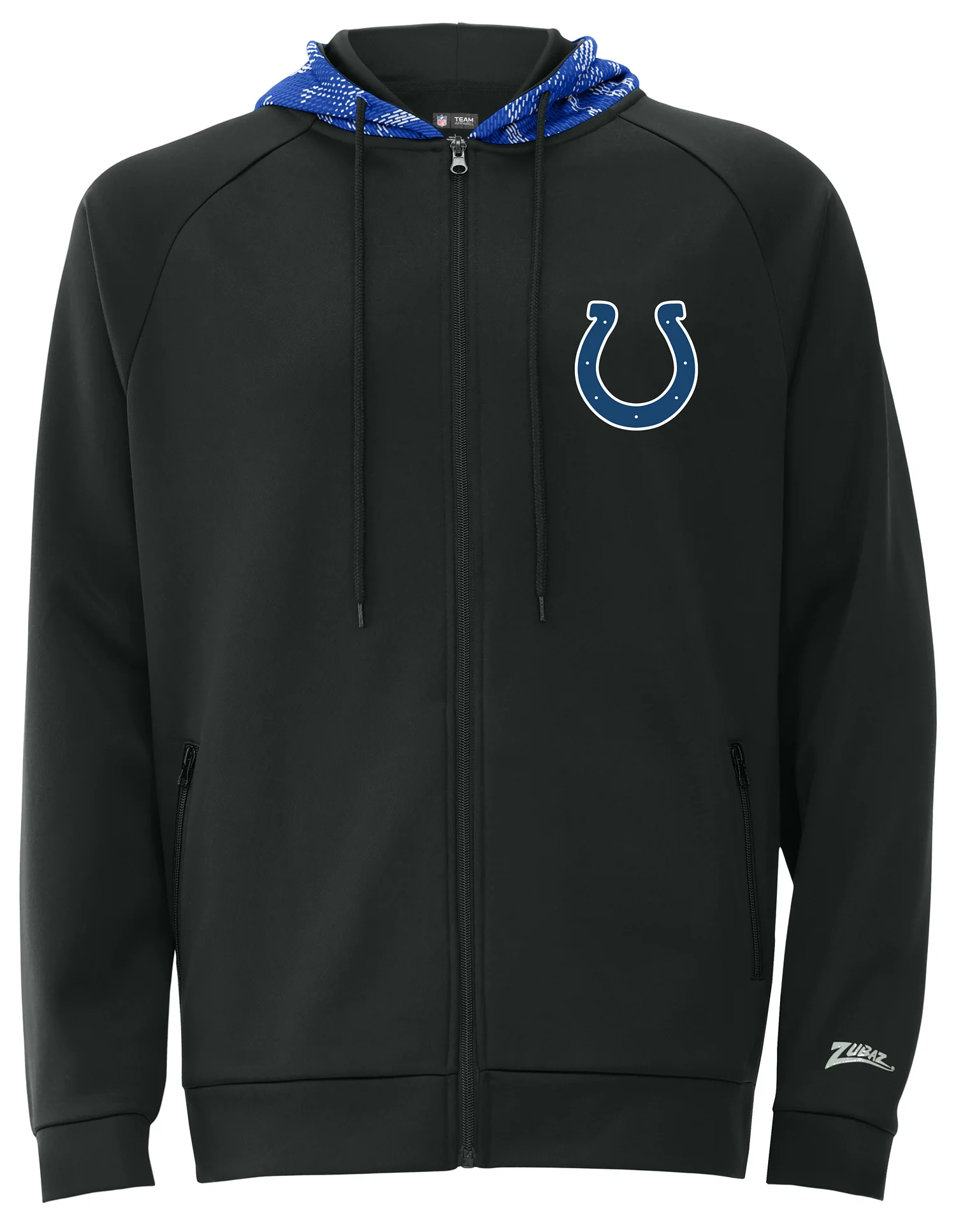 Zubaz NFL Men's Raglan Viper Hood Liner Full Zip Hoodie, INDIANAPOLIS COLTS - Image 7