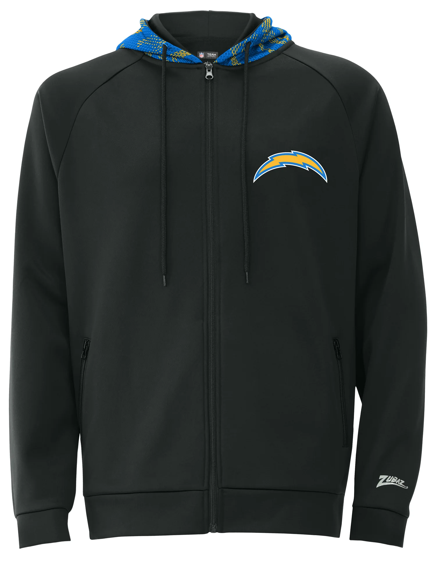 Zubaz NFL Men's Raglan Viper Hood Liner Full Zip Hoodie, LOS ANGELES CHARGERS - Image 2