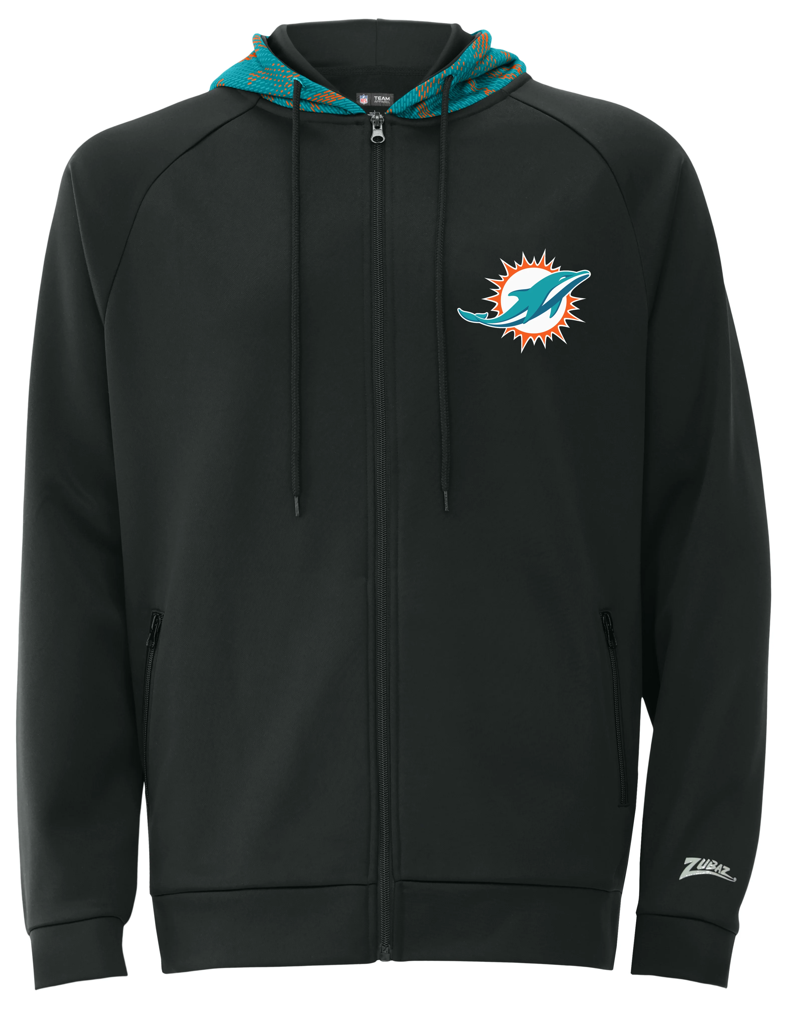 Zubaz NFL   Men's Raglan Viper Hood Liner Full Zip Hoodie, MIAMI DOLPHINS - Image 17