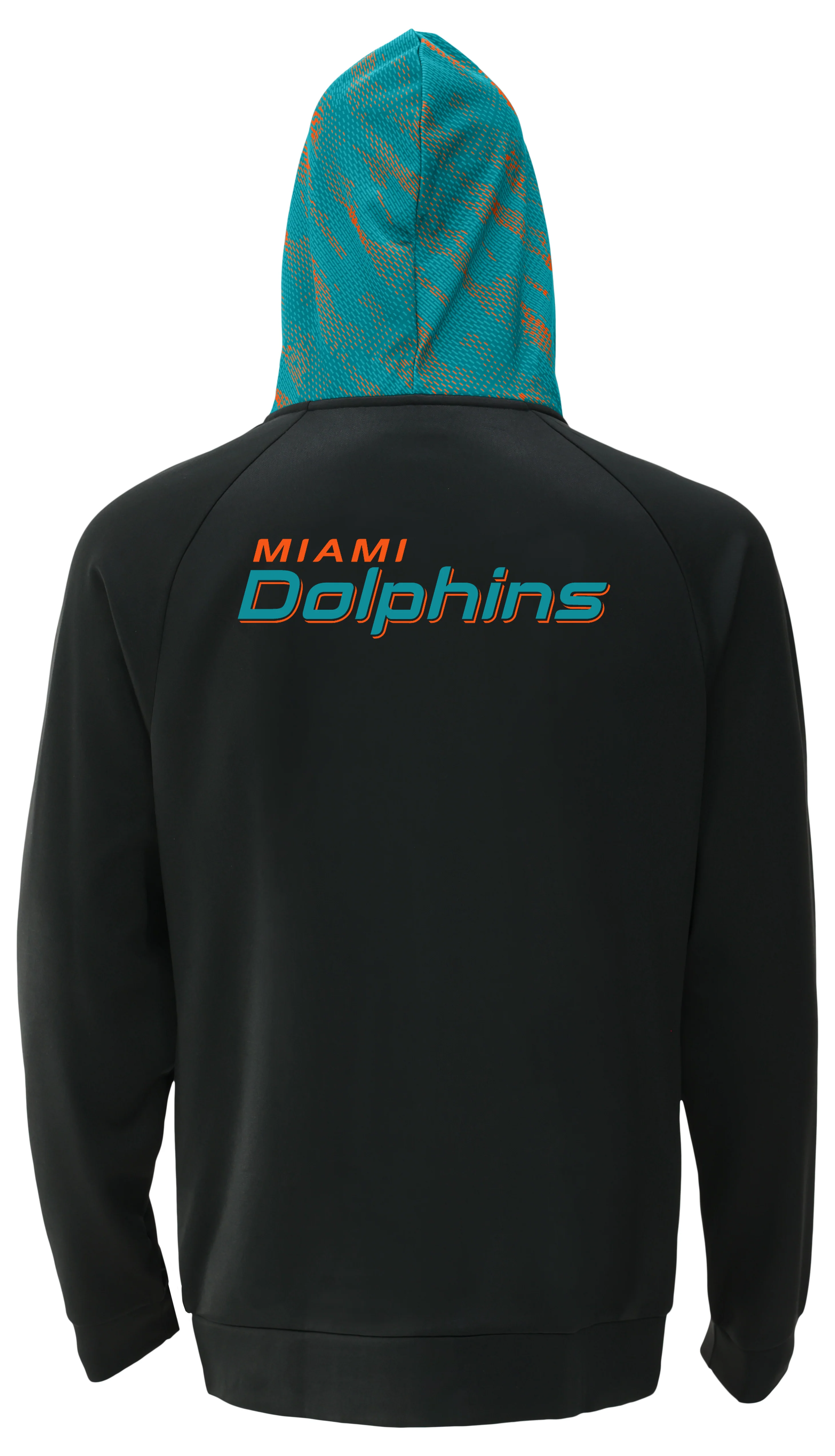 Zubaz NFL   Men's Raglan Viper Hood Liner Full Zip Hoodie, MIAMI DOLPHINS - Image 4