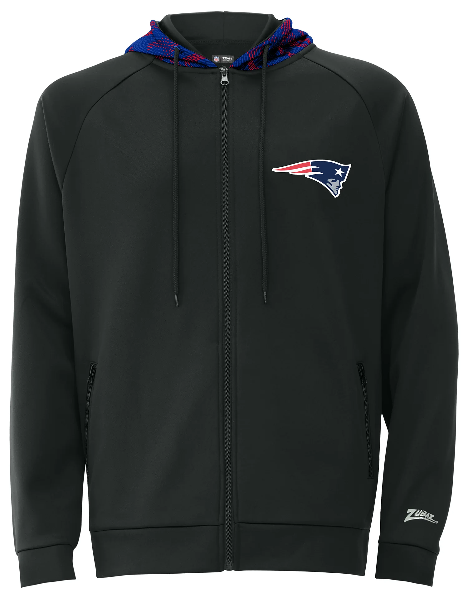 Zubaz NFL Men's Raglan Viper Hood Liner Full Zip Hoodie, NEW ENGLAND PATRIOTS - Image 9