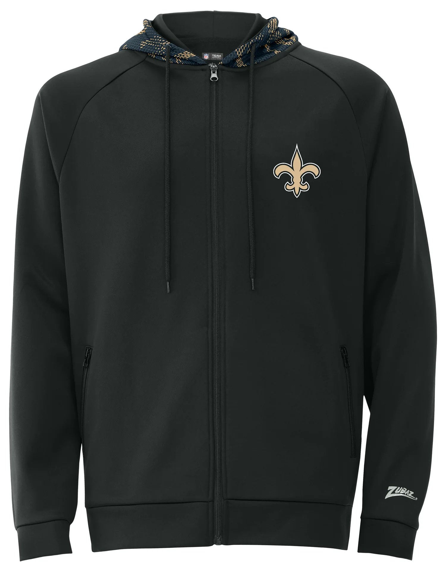 Zubaz NFL   Men's Raglan Viper Hood Liner Full Zip Hoodie, NEW ORLEANS SAINTS - Image 17
