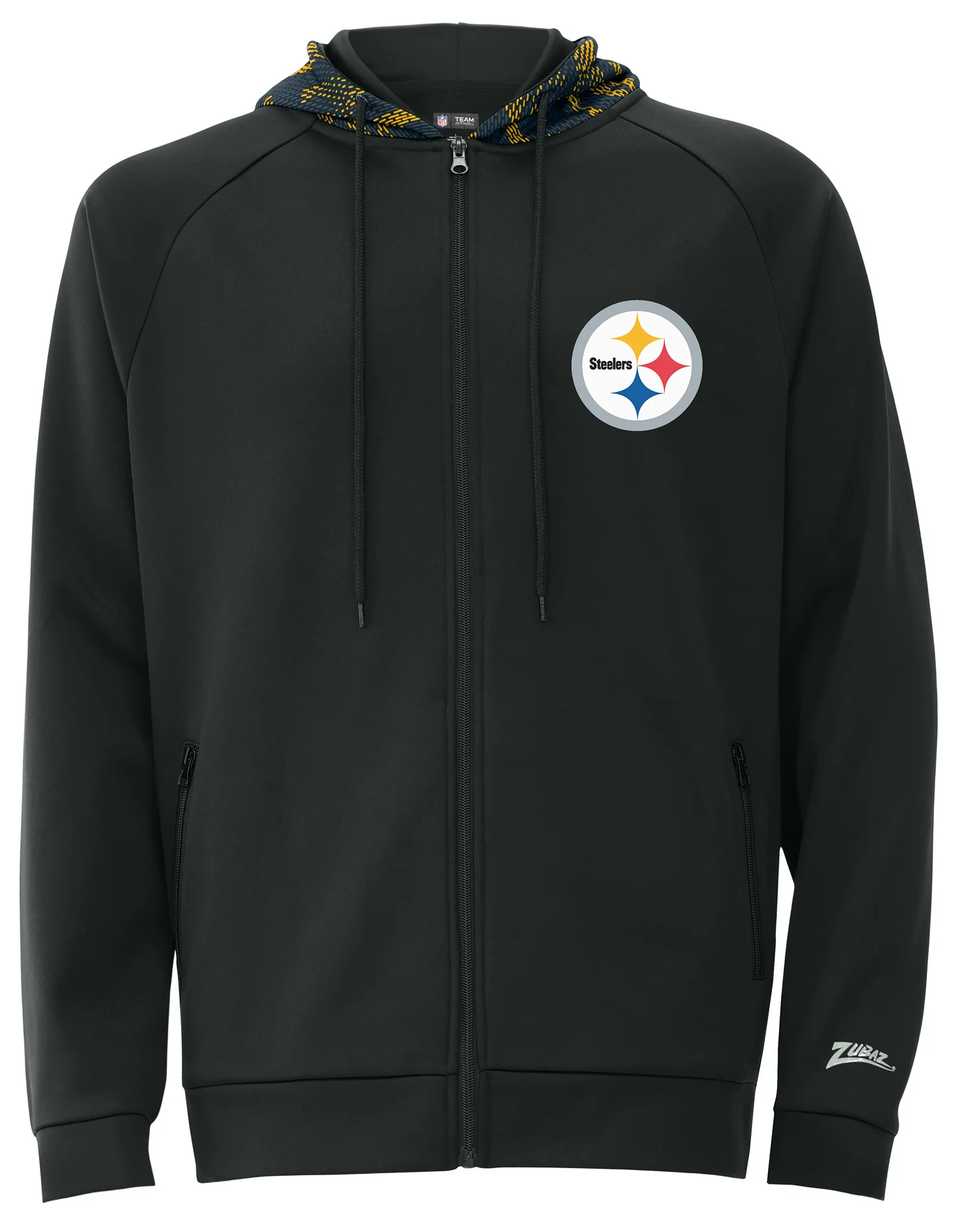 Zubaz NFL Men's Raglan Viper Hood Liner Full Zip Hoodie, PITTSBURGH STEELERS - Image 5