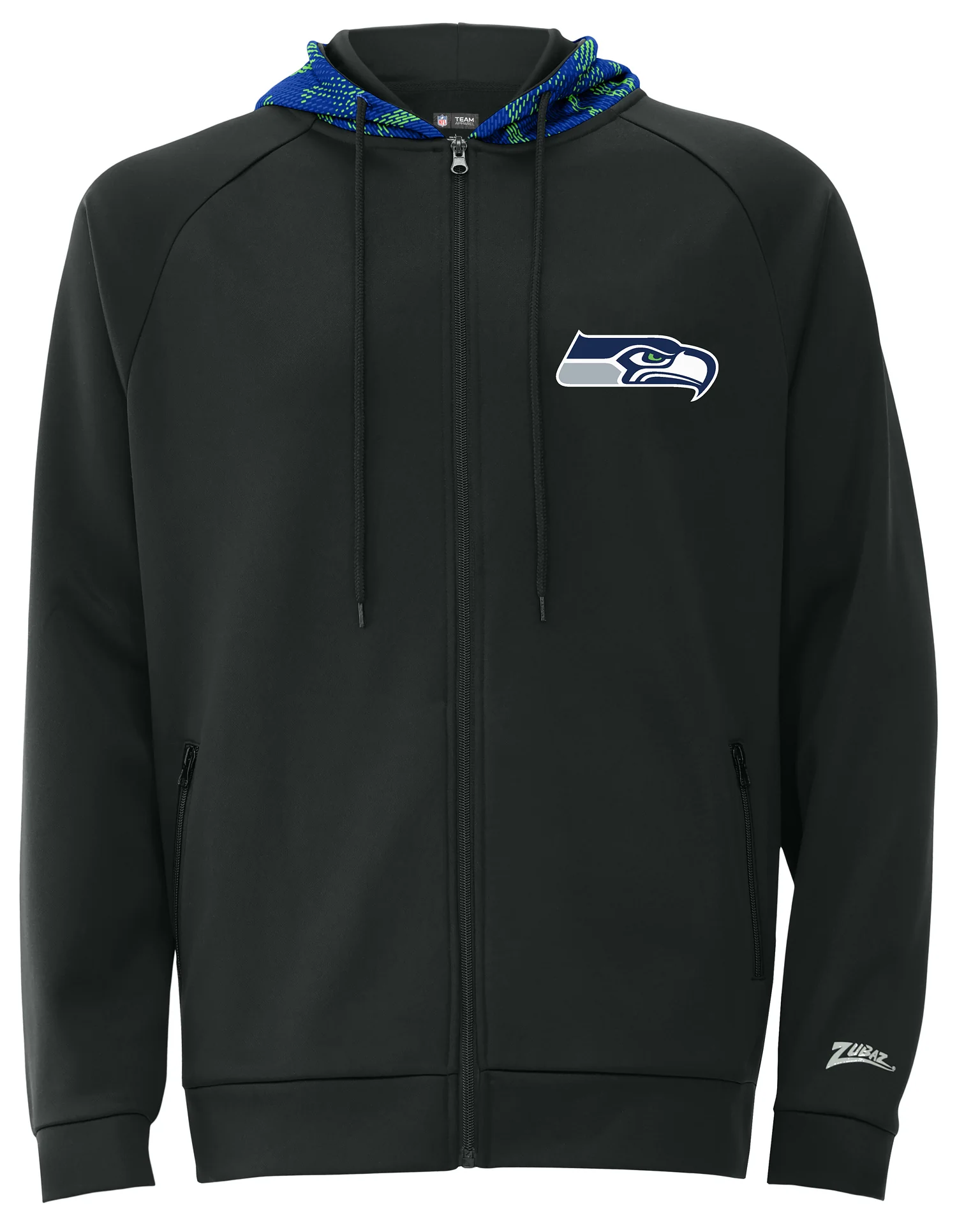 Zubaz NFL Men's Raglan Viper Hood Liner Full Zip Hoodie, SEATTLE SEAHAWKS - Image 13
