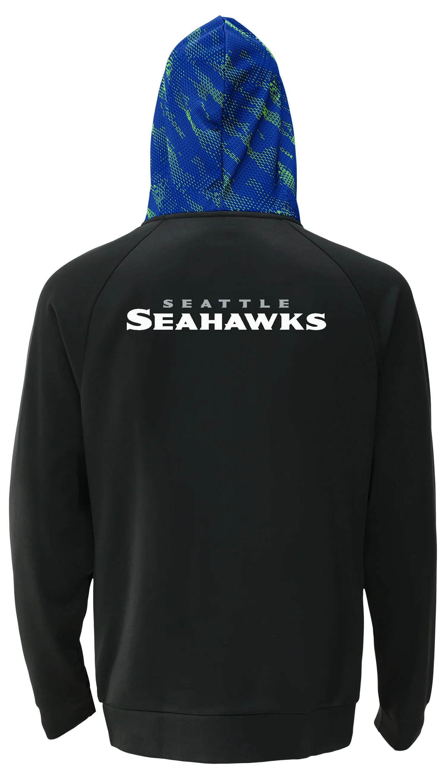 Zubaz NFL Men's Raglan Viper Hood Liner Full Zip Hoodie, SEATTLE SEAHAWKS - Image 3