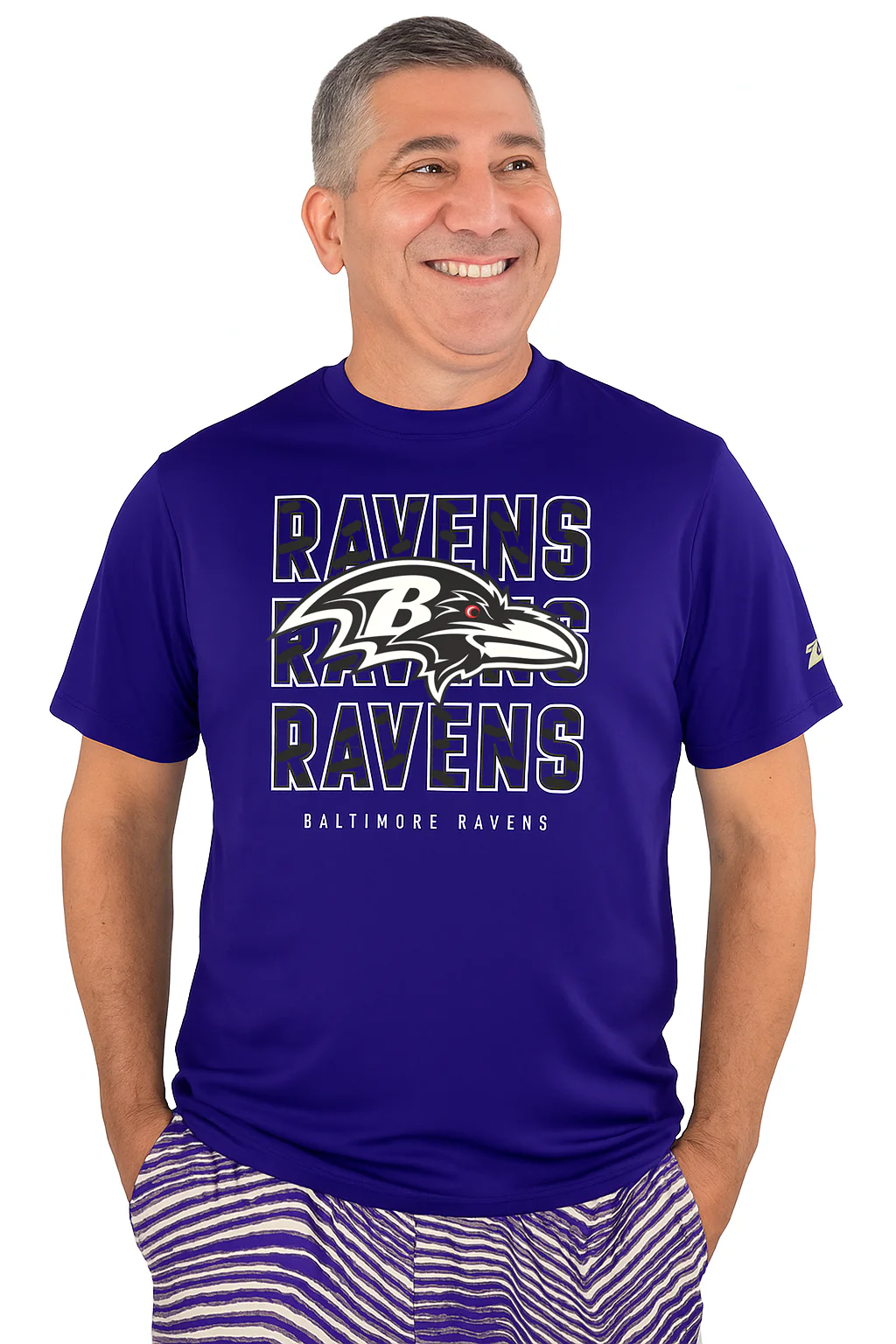 Zubaz NFL Men's Repeat Play Primary Team Color Short Sleeve T-Shirt, Baltimore Ravens - Image 30