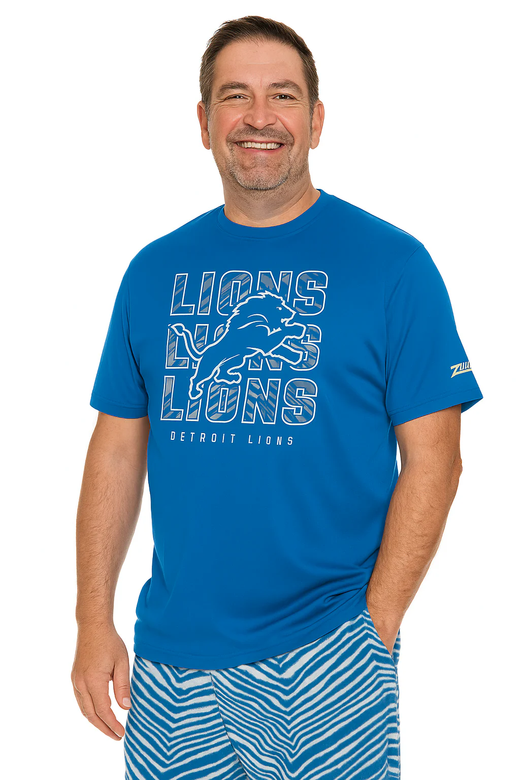 Zubaz NFL Men's Repeat Play Primary Team Color Short Sleeve T-Shirt, Detroit Lions - Image 15