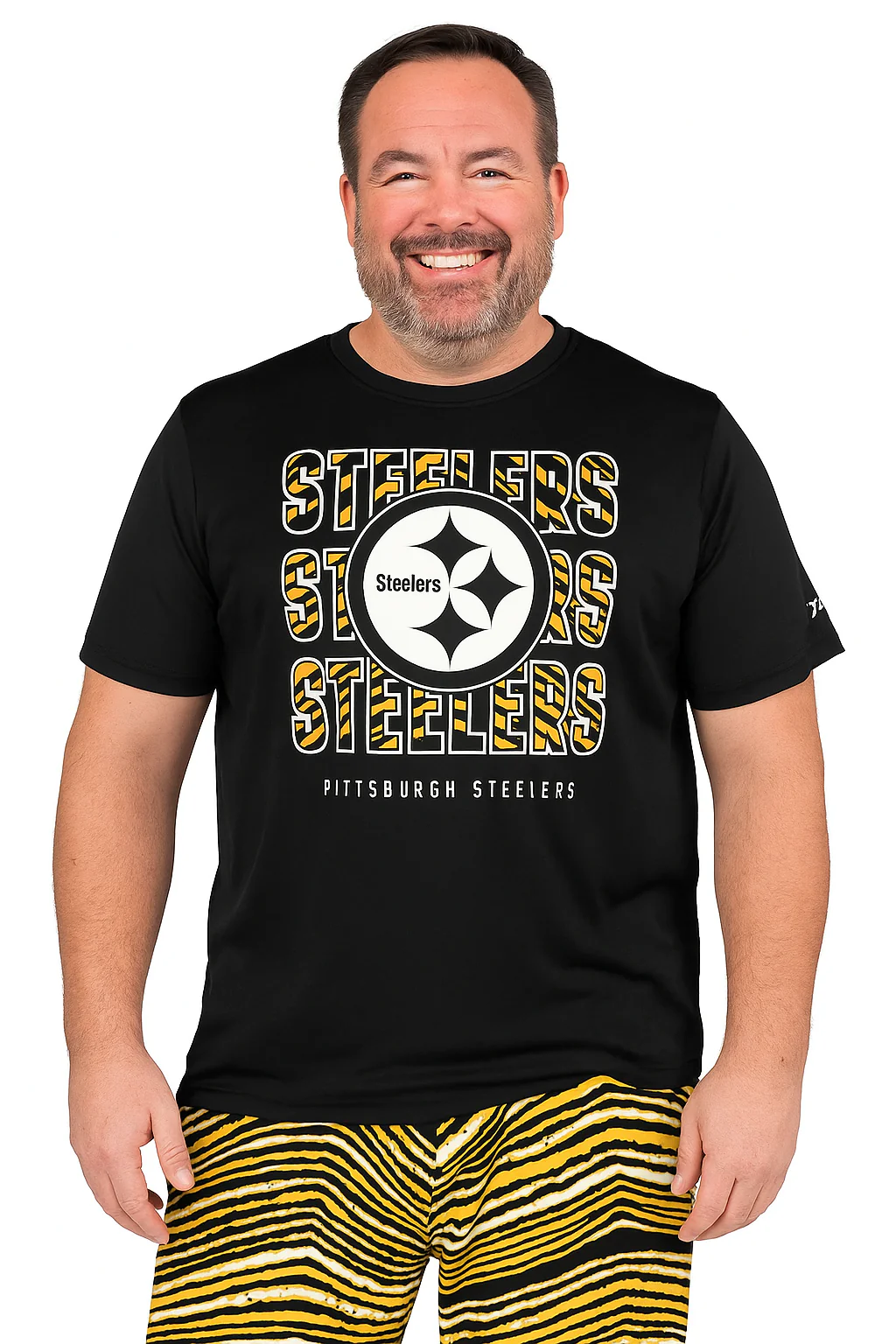 Zubaz NFL Men's Repeat Play Primary Team Color Short Sleeve T-Shirt, Pittsburgh Steelers - Image 40