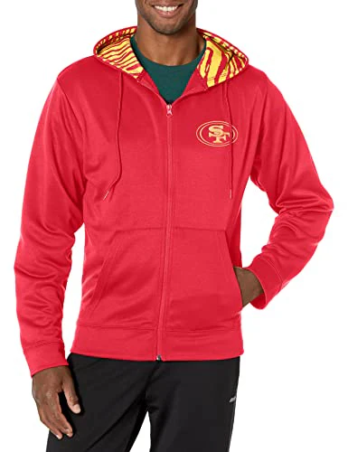 Zubaz NFL Men's San Francisco 49ers Team Full Zip Up Hoodie With Zebra Accents - Image 3