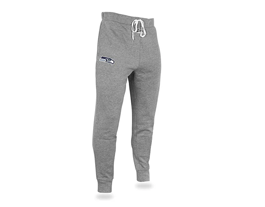 Zubaz NFL Men's Seattle Seahawks Solid Gray Team Logo Jogger Pants