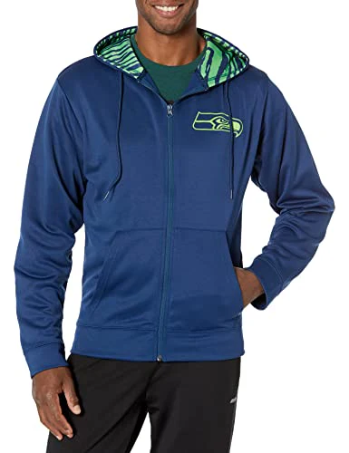 Zubaz NFL Men's Seattle Seahawks Team Full Zip Up Hoodie With Zebra Accents - Image 6