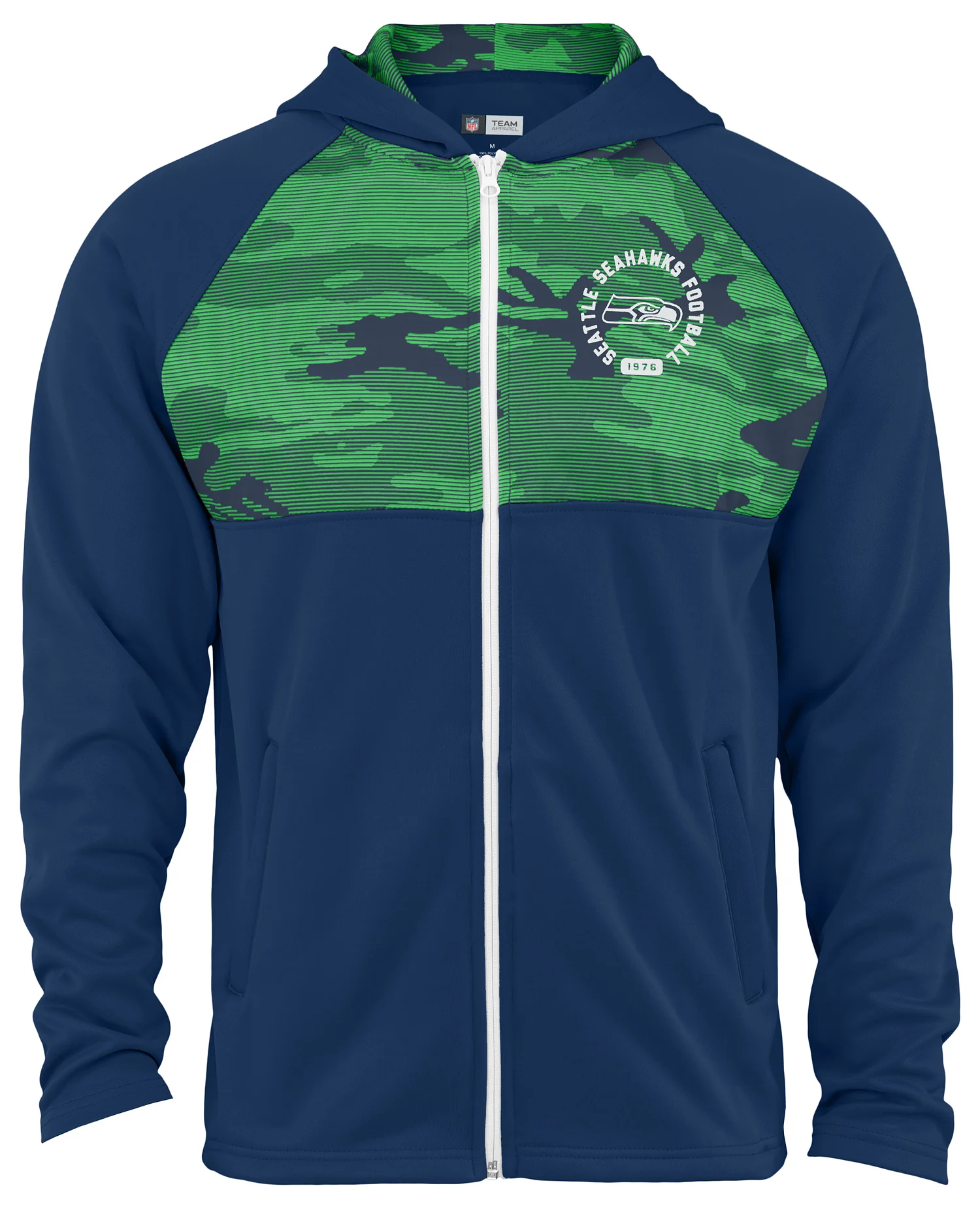 Zubaz NFL Men's Standard Full Zip Hoodie With Yoke Seattle Seahawks