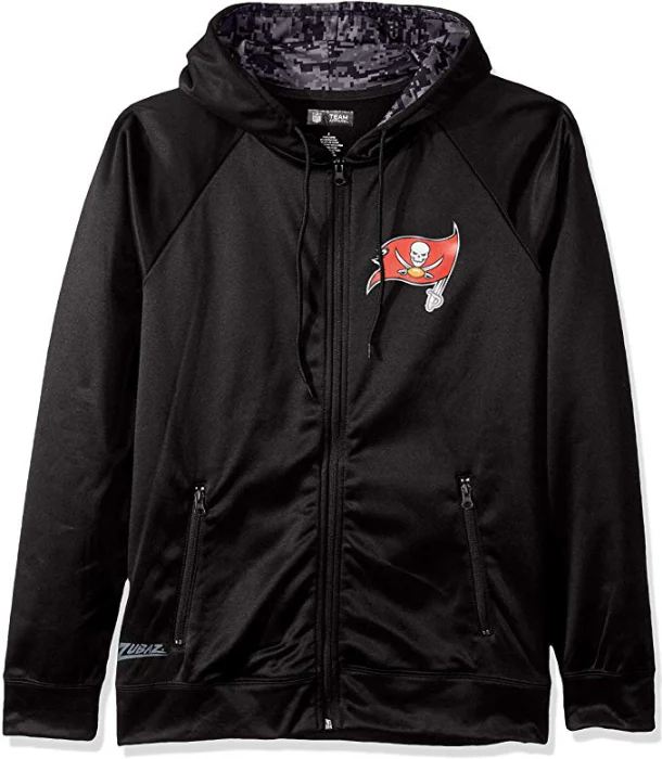 Zubaz NFL Men's Tampa Bay Buccaneers Full Zip Digital Camo Hood Hoodie, Black - Image 3