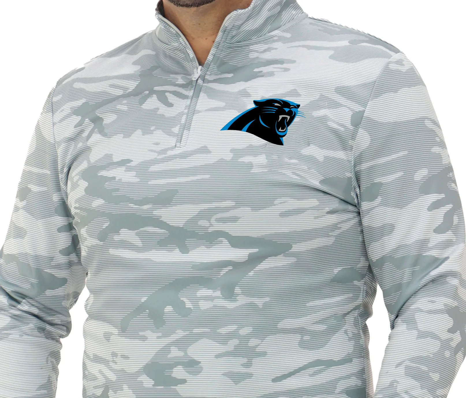 Zubaz NFL Men's Tonal Camo Line 1/4 Zip, CAROLINA PANTHERS - Image 3