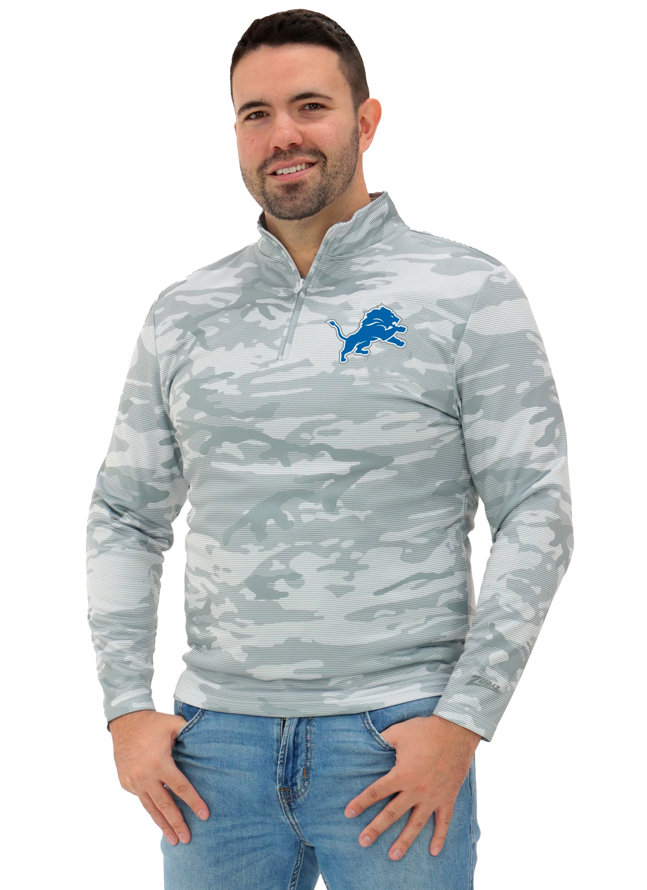 Zubaz NFL   Men's Tonal Camo Line 1/4 Zip, DETROIT LIONS - Image 37
