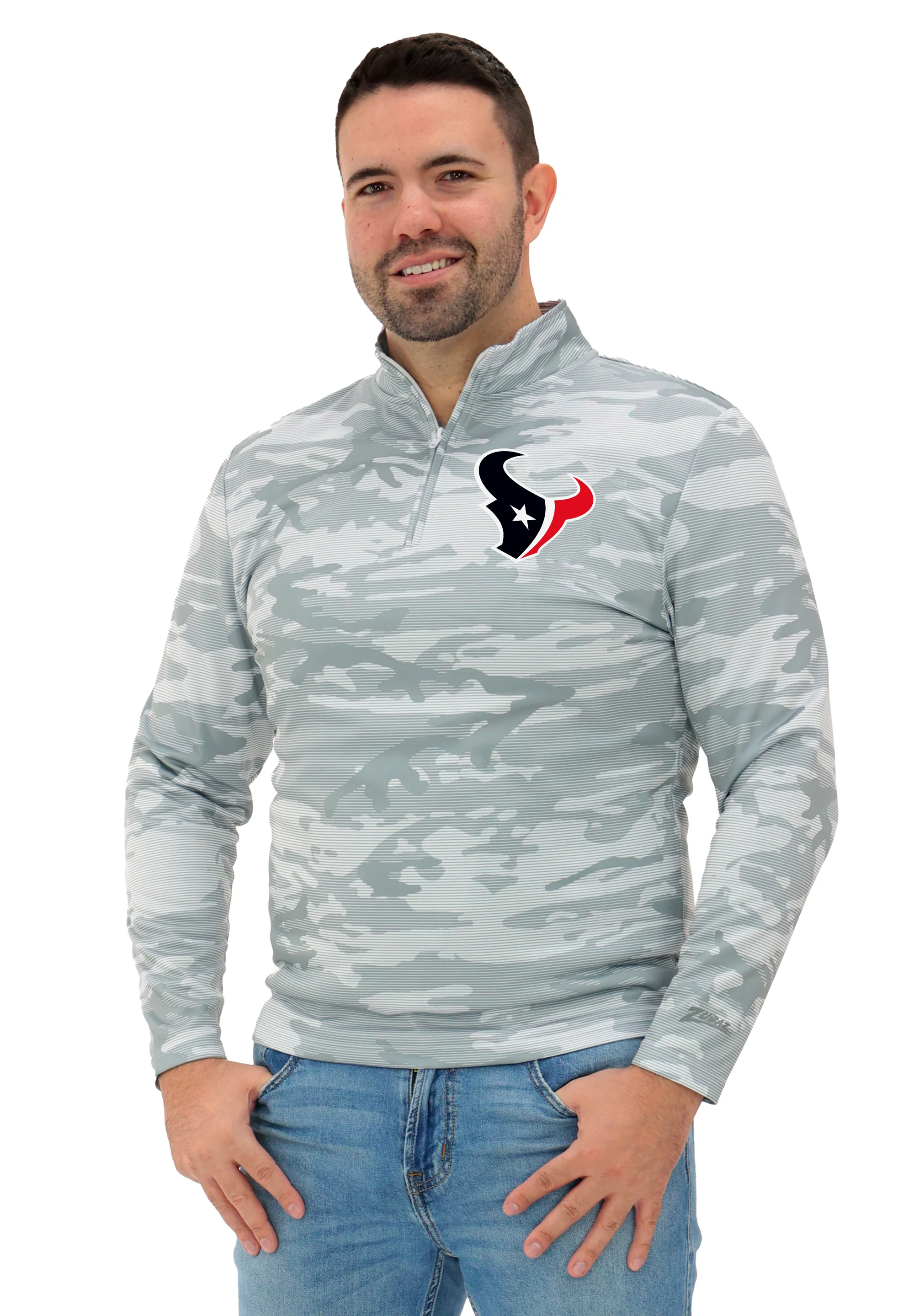 Zubaz NFL Men's Tonal Camo Line 1/4 Zip, HOUSTON TEXANS - Image 43