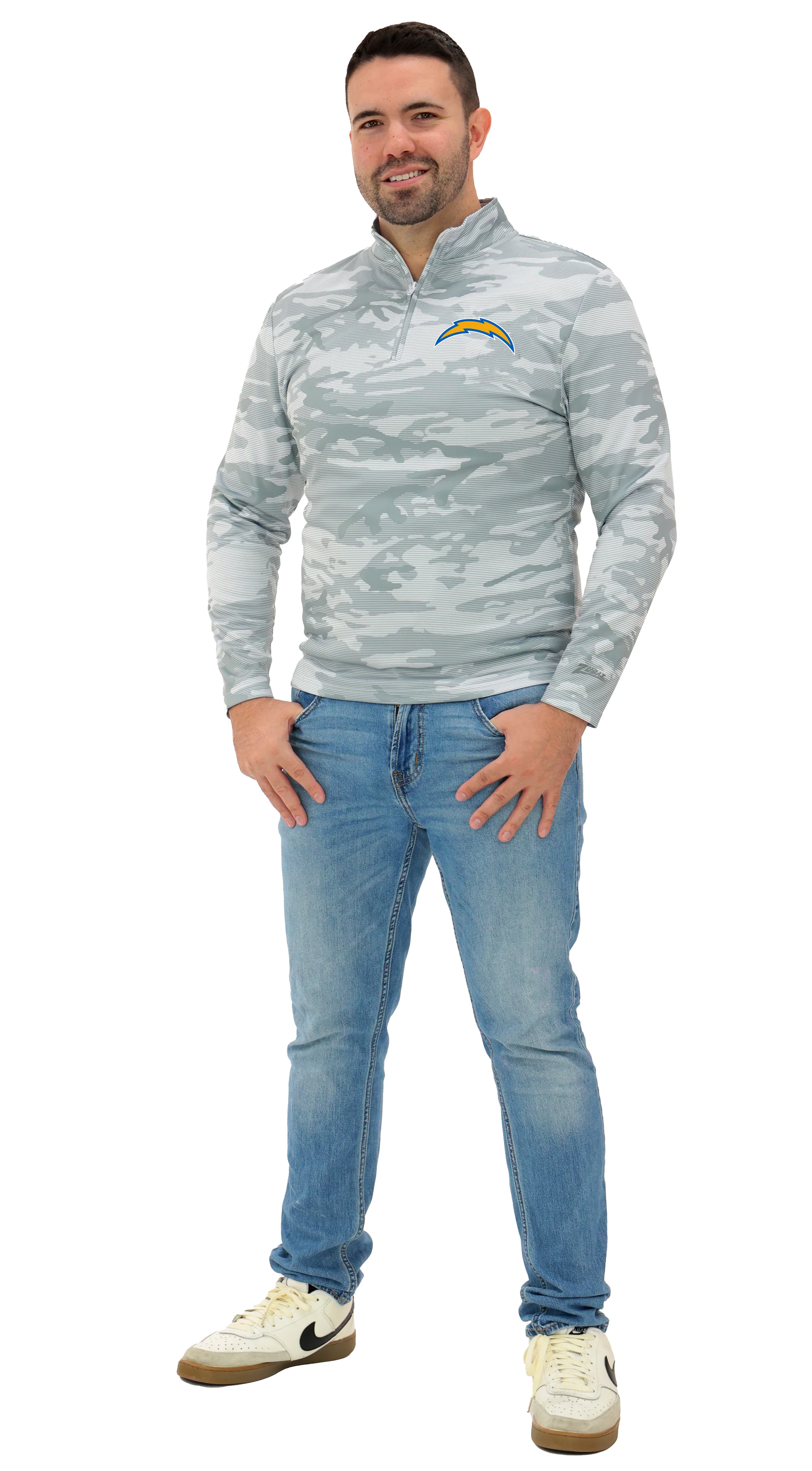 Zubaz NFL Men's Tonal Camo Line 1/4 Zip, LOS ANGELES CHARGERS - Image 4
