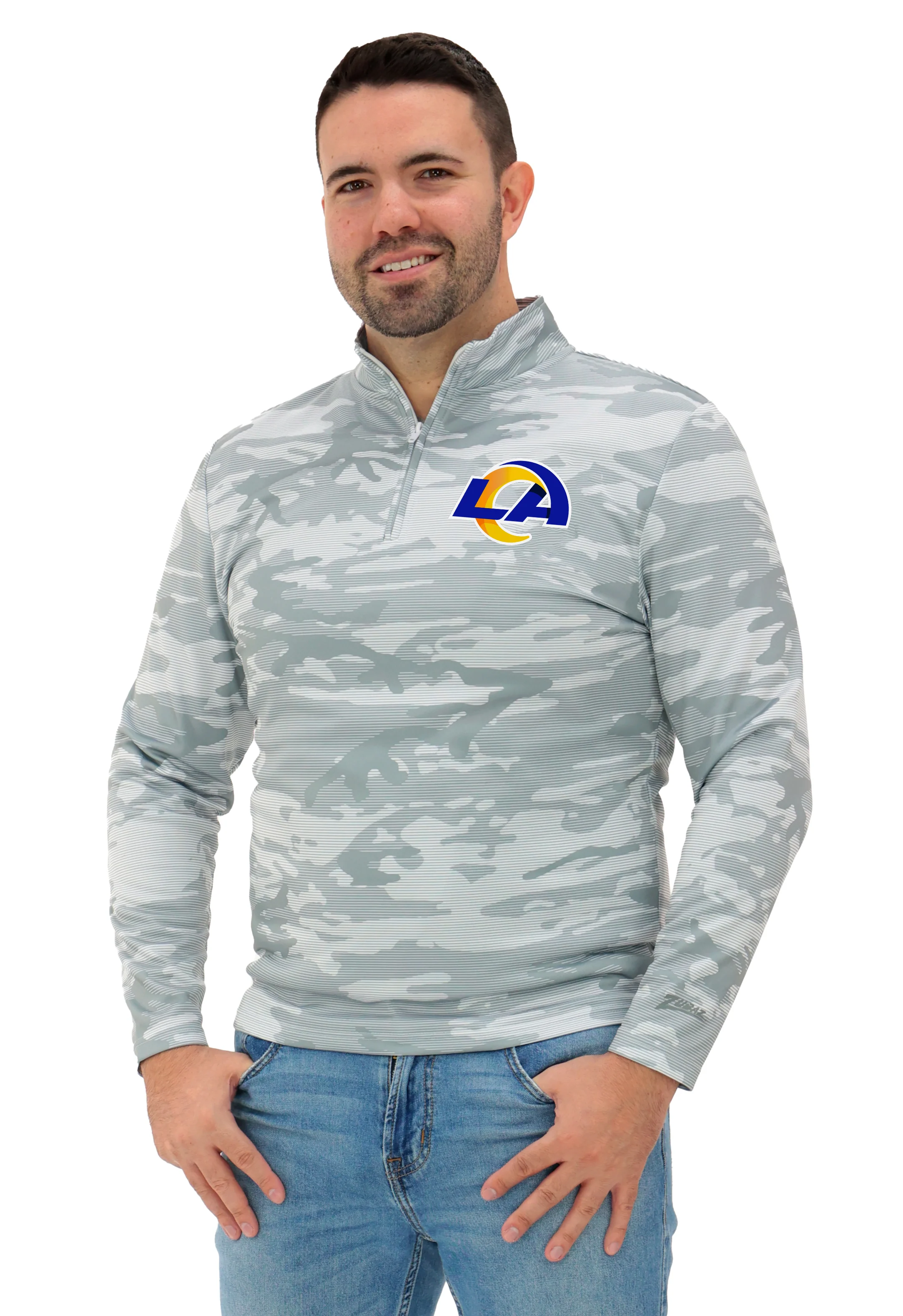 Zubaz NFL Men's Tonal Camo Line 1/4 Zip, LOS ANGELES RAMS - Image 37