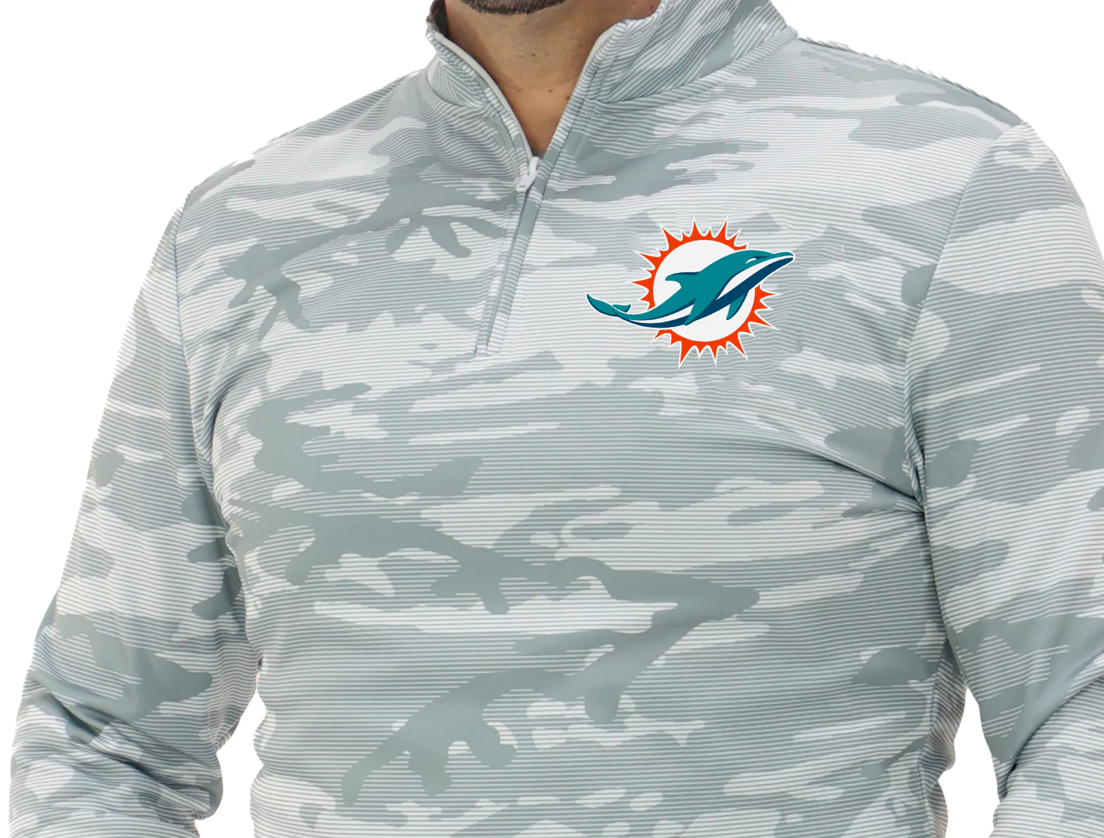 Zubaz NFL   Men's Tonal Camo Line 1/4 Zip, MIAMI DOLPHINS - Image 3