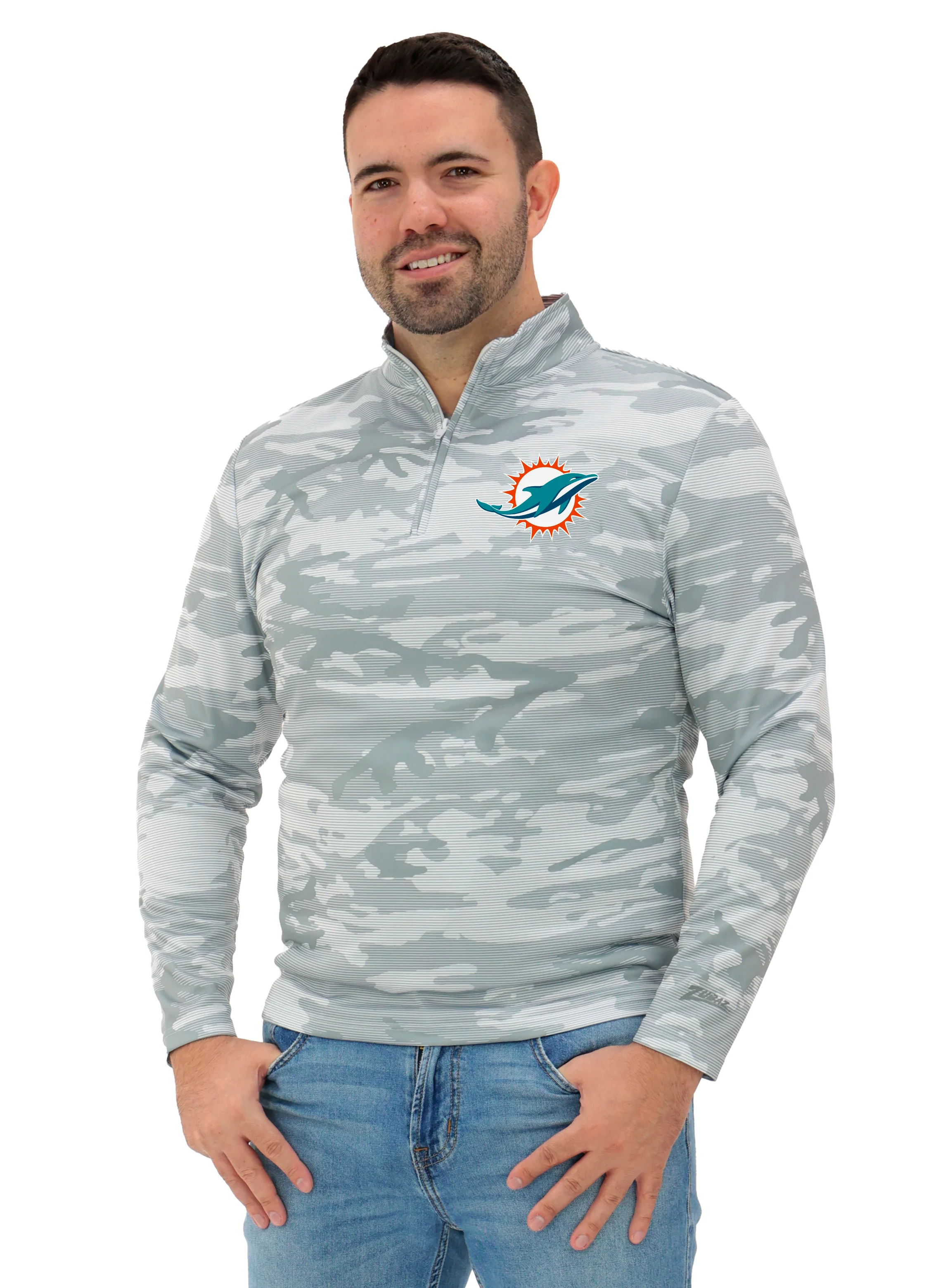 Zubaz NFL   Men's Tonal Camo Line 1/4 Zip, MIAMI DOLPHINS - Image 49