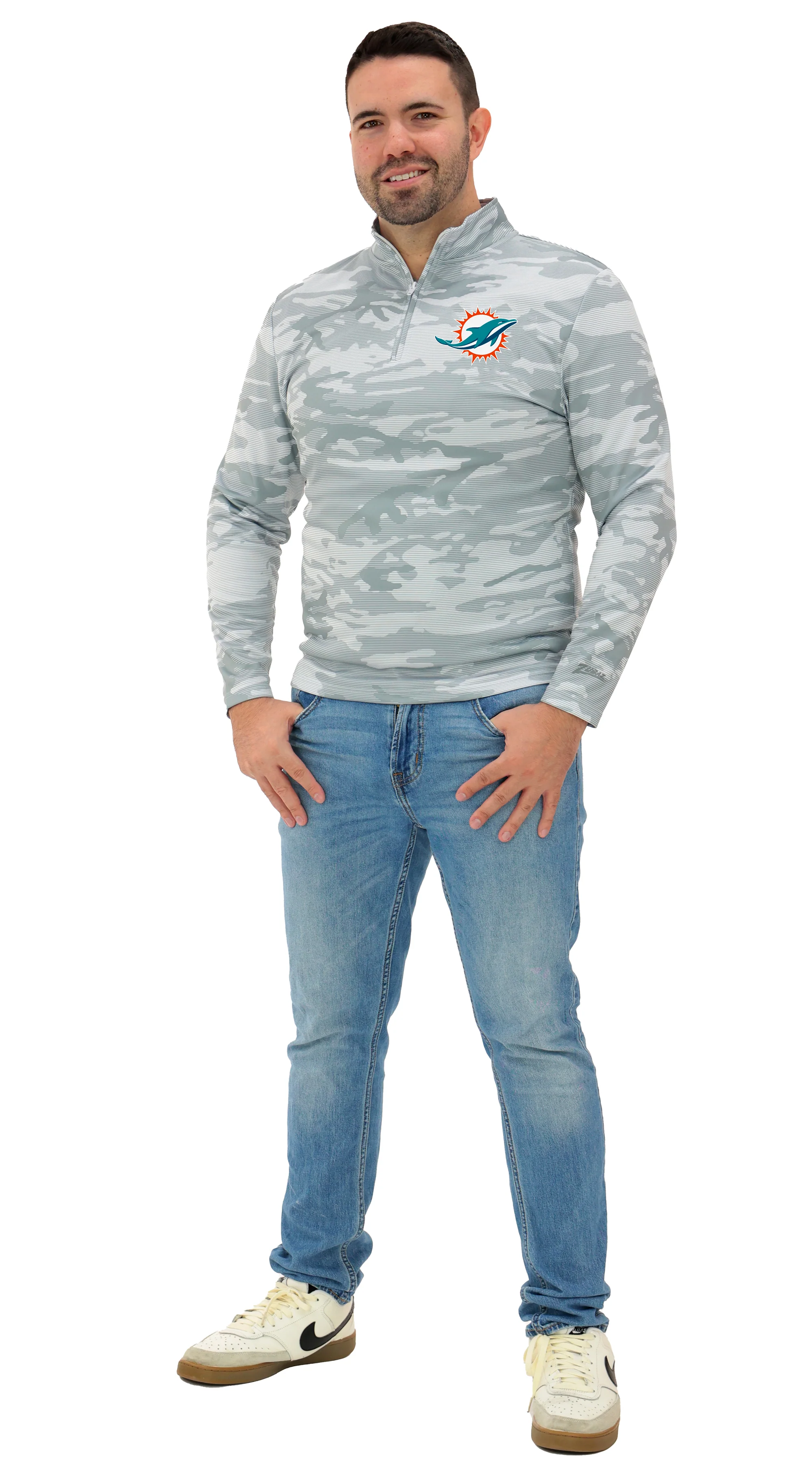 Zubaz NFL   Men's Tonal Camo Line 1/4 Zip, MIAMI DOLPHINS - Image 51