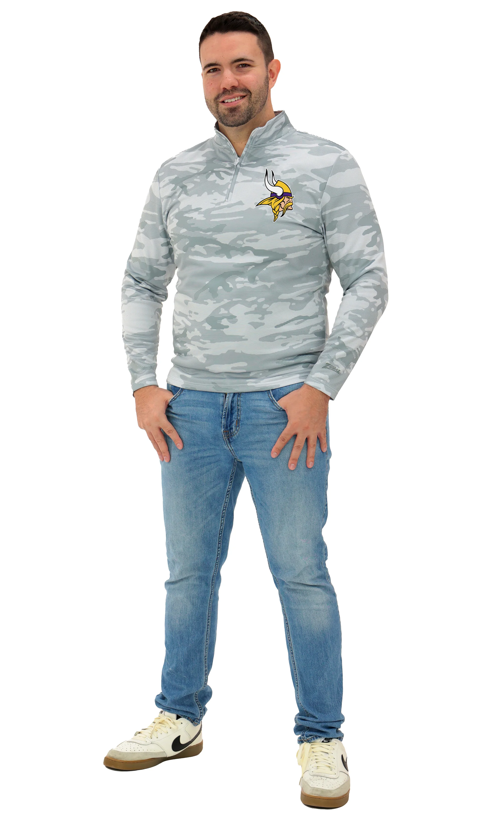 Zubaz NFL Men's Tonal Camo Line 1/4 Zip, MINNESOTA VIKINGS - Image 9
