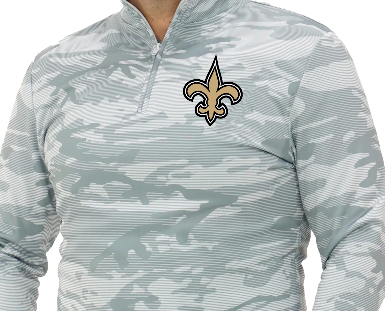 Zubaz NFL Men's Tonal Camo Line 1/4 Zip, NEW ORLEANS SAINTS - Image 3