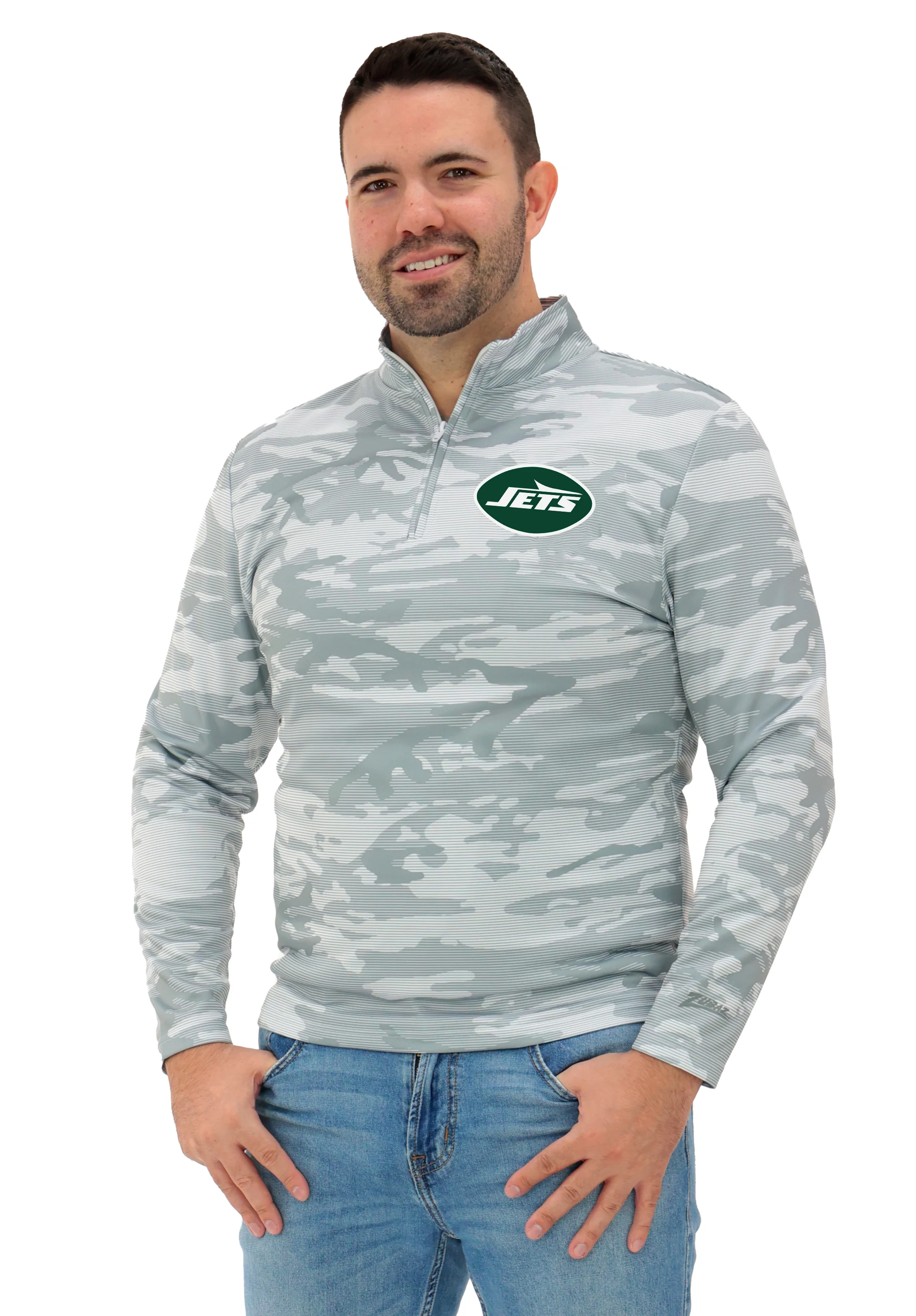 Zubaz NFL Men's Tonal Camo Line 1/4 Zip, NEW YORK JETS - Image 43