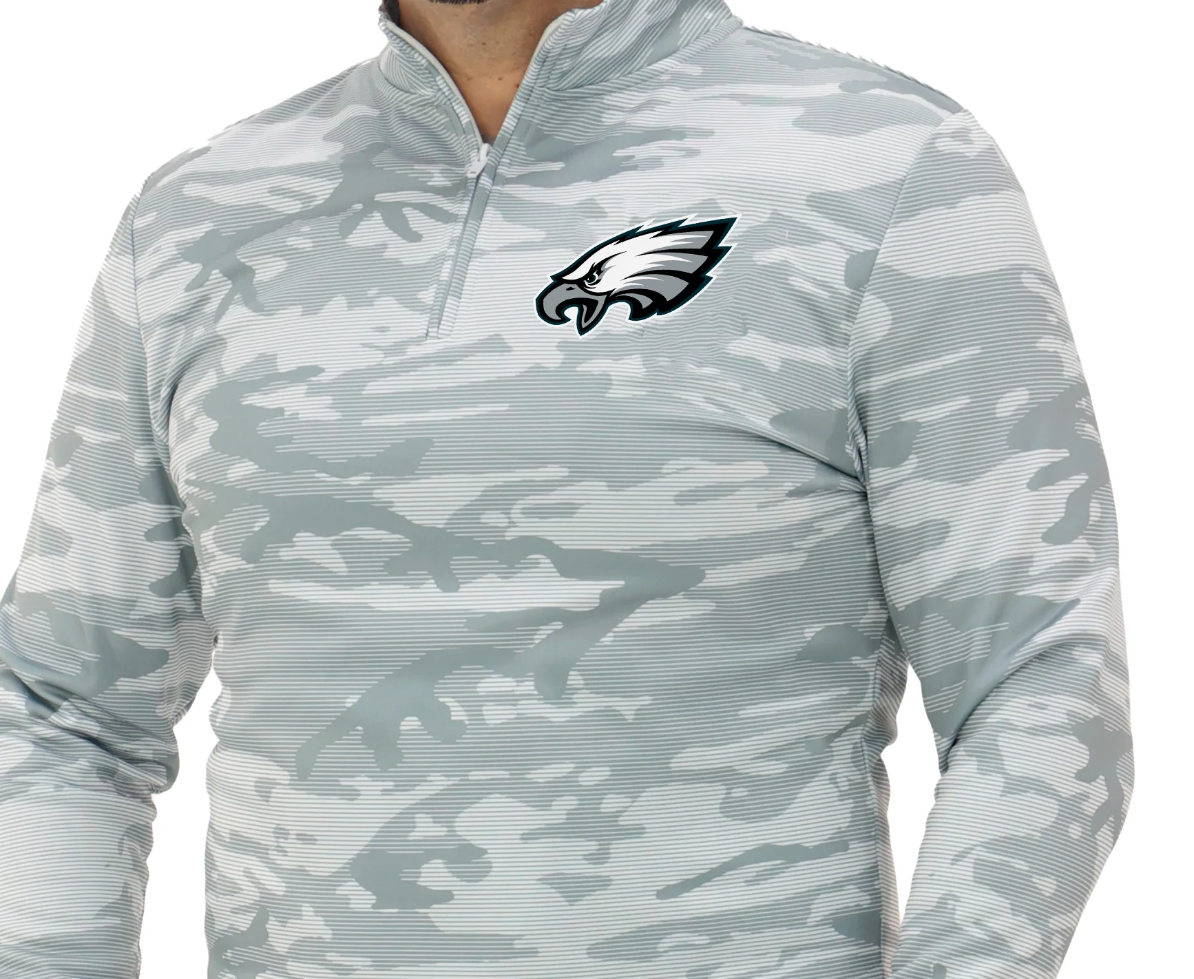 Zubaz NFL Men's Tonal Camo Line 1/4 Zip, PHILADELPHIA EAGLES - Image 3