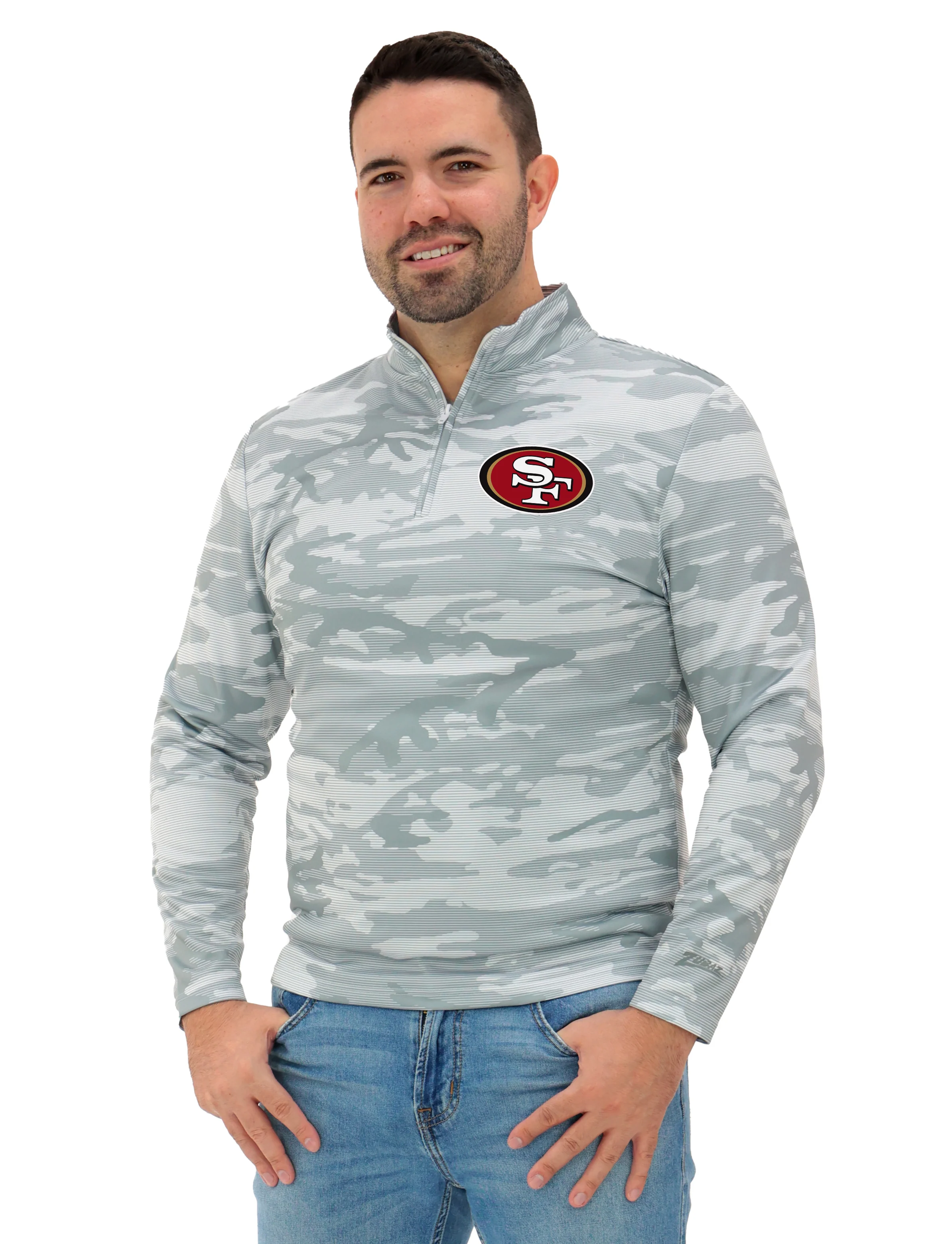 Zubaz NFL Men's Tonal Camo Line 1/4 Zip, SAN FRANCISCO 49ERS - Image 43