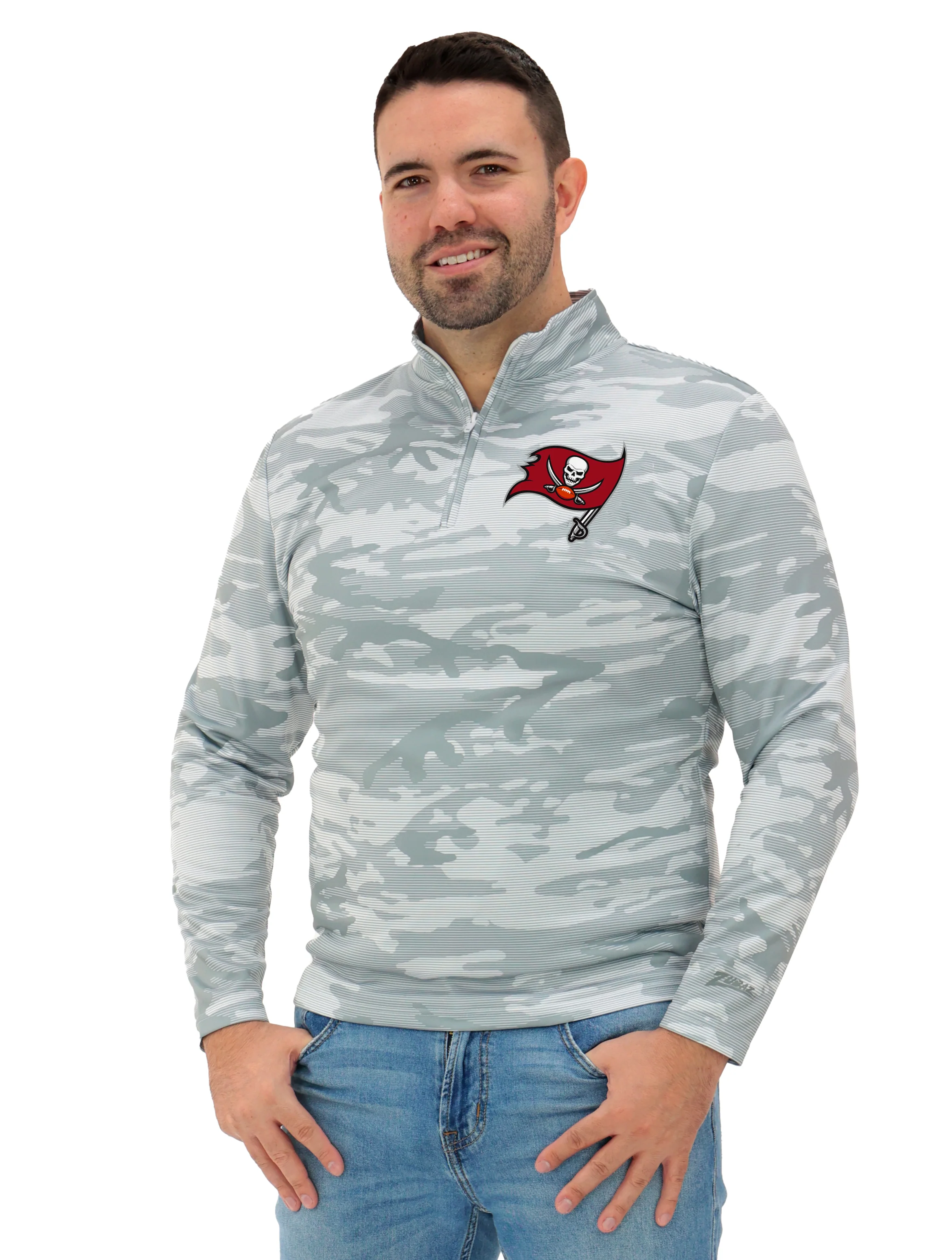 Zubaz NFL Men's Tonal Camo Line 1/4 Zip, TAMPA BAY BUCCANEERS - Image 2