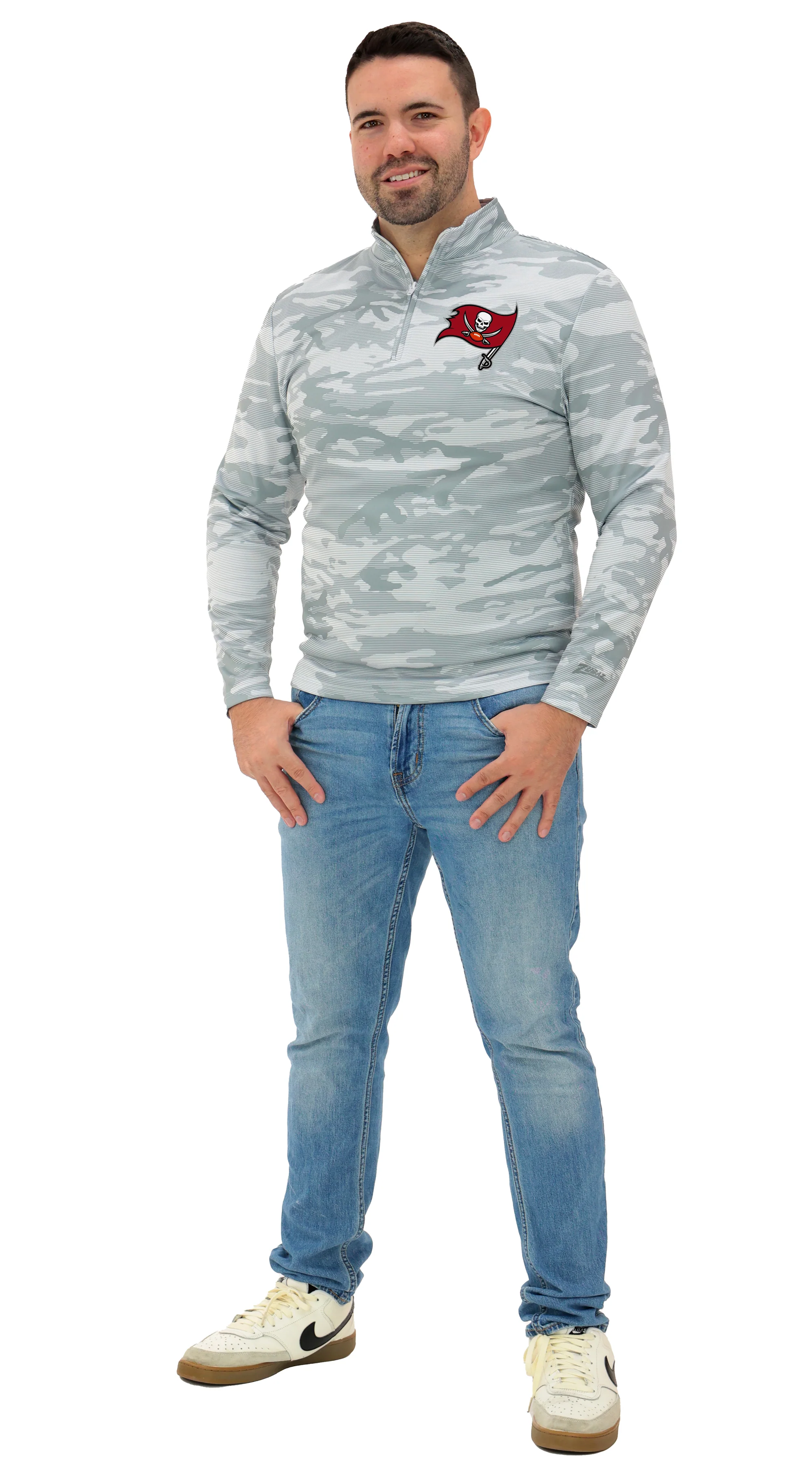Zubaz NFL Men's Tonal Camo Line 1/4 Zip, TAMPA BAY BUCCANEERS - Image 9