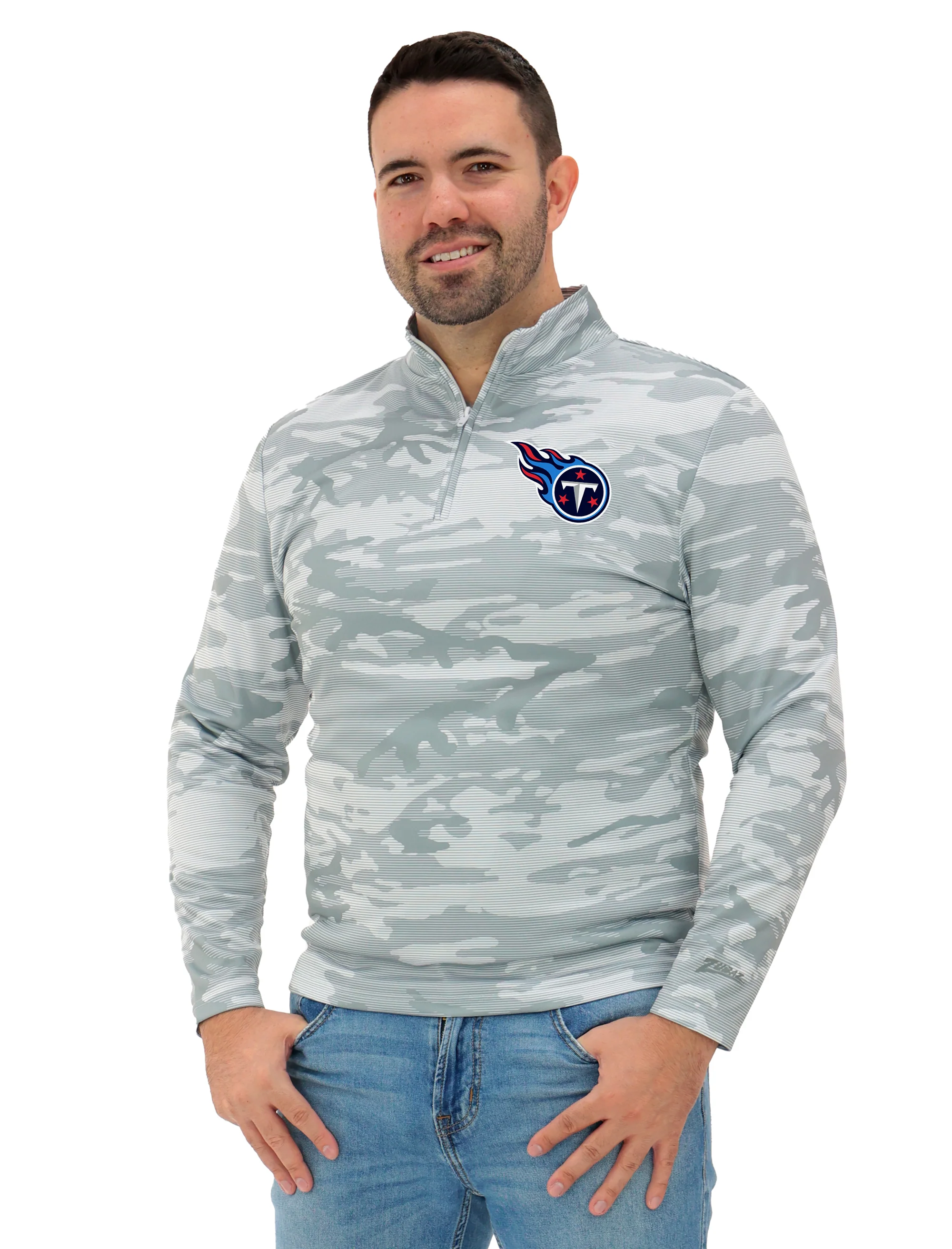Zubaz NFL Men's Tonal Camo Line 1/4 Zip, TENNESSEE TITANS - Image 19