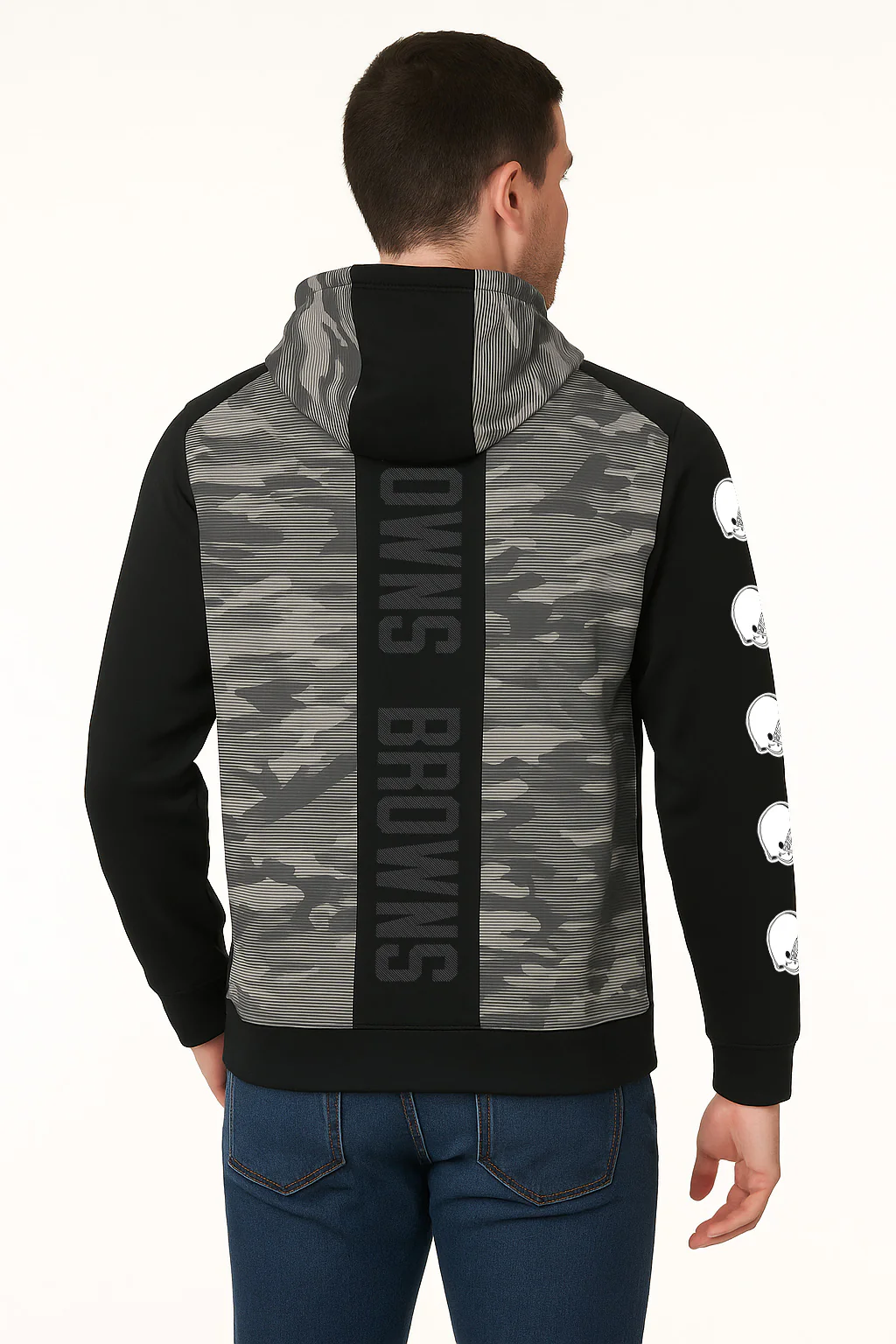 Zubaz NFL Men's Tonal Camo Line Back Panel Hoodie, CLEVELAND BROWNS - Image 19